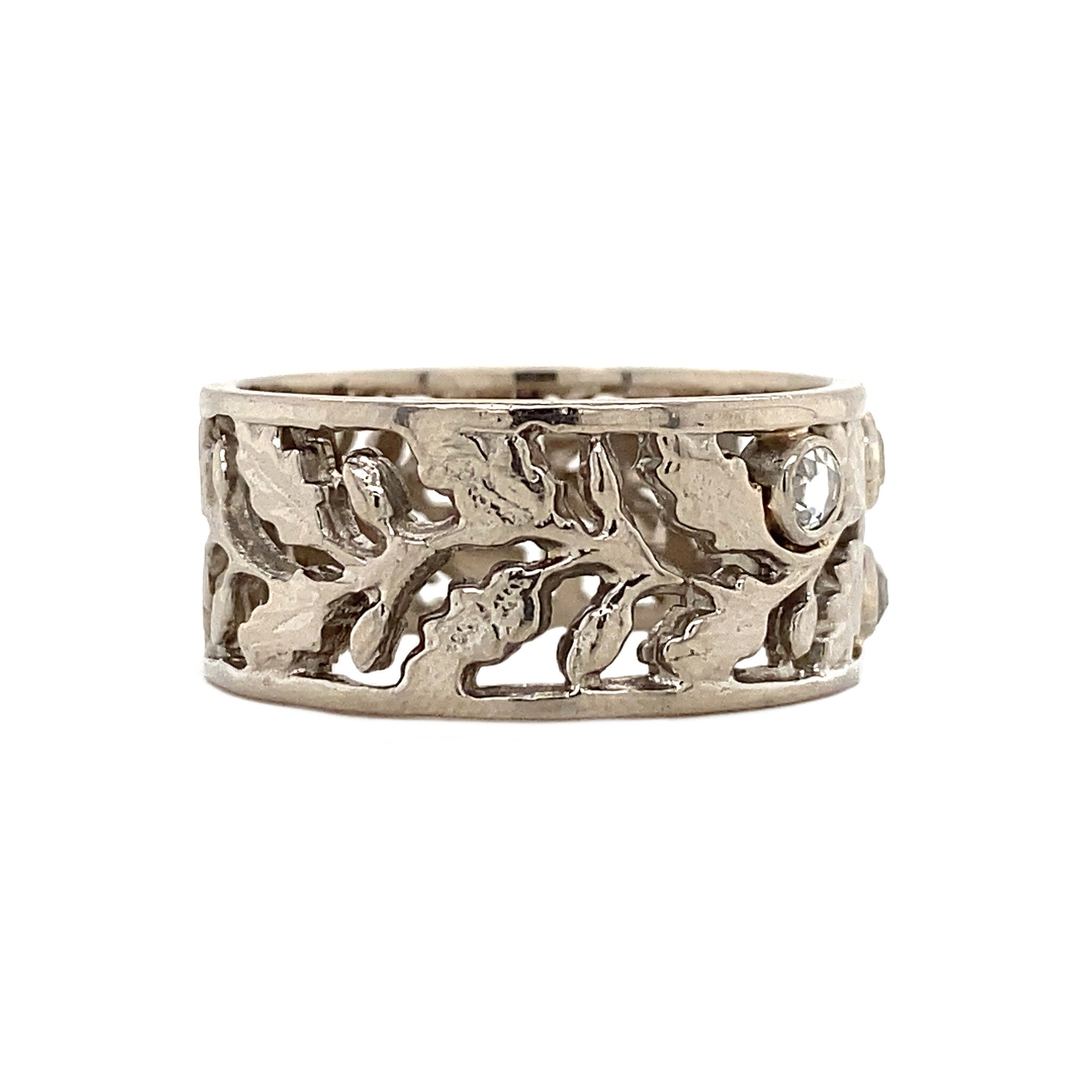 White gold ring with rose diamond, 18 kt