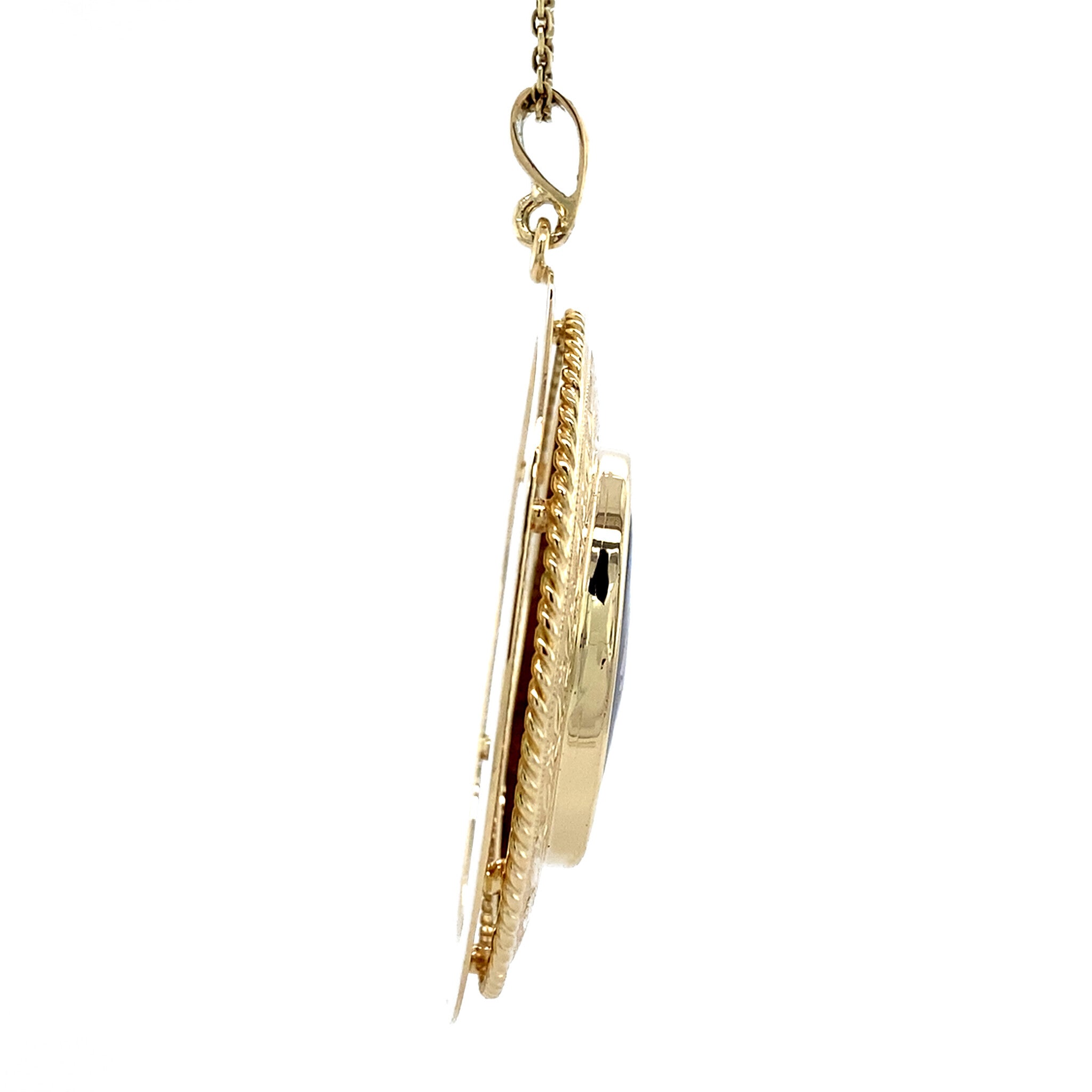 Gouden vintage hanger met emaille 14 krt