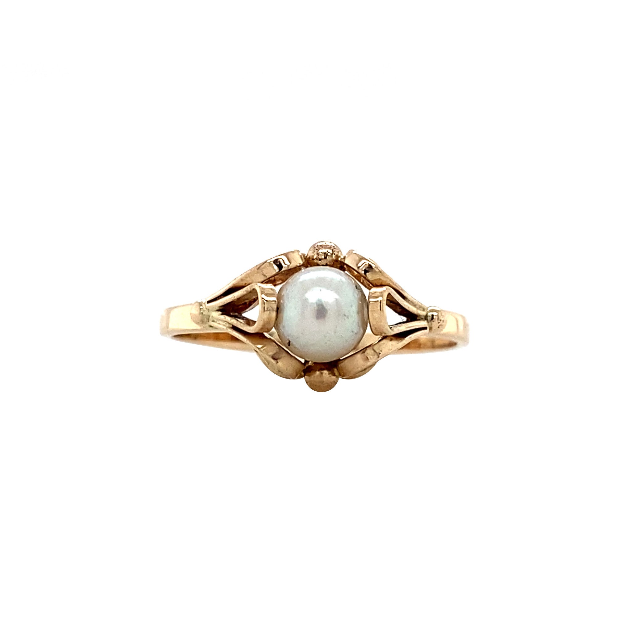 14 kt gold ring with pearl