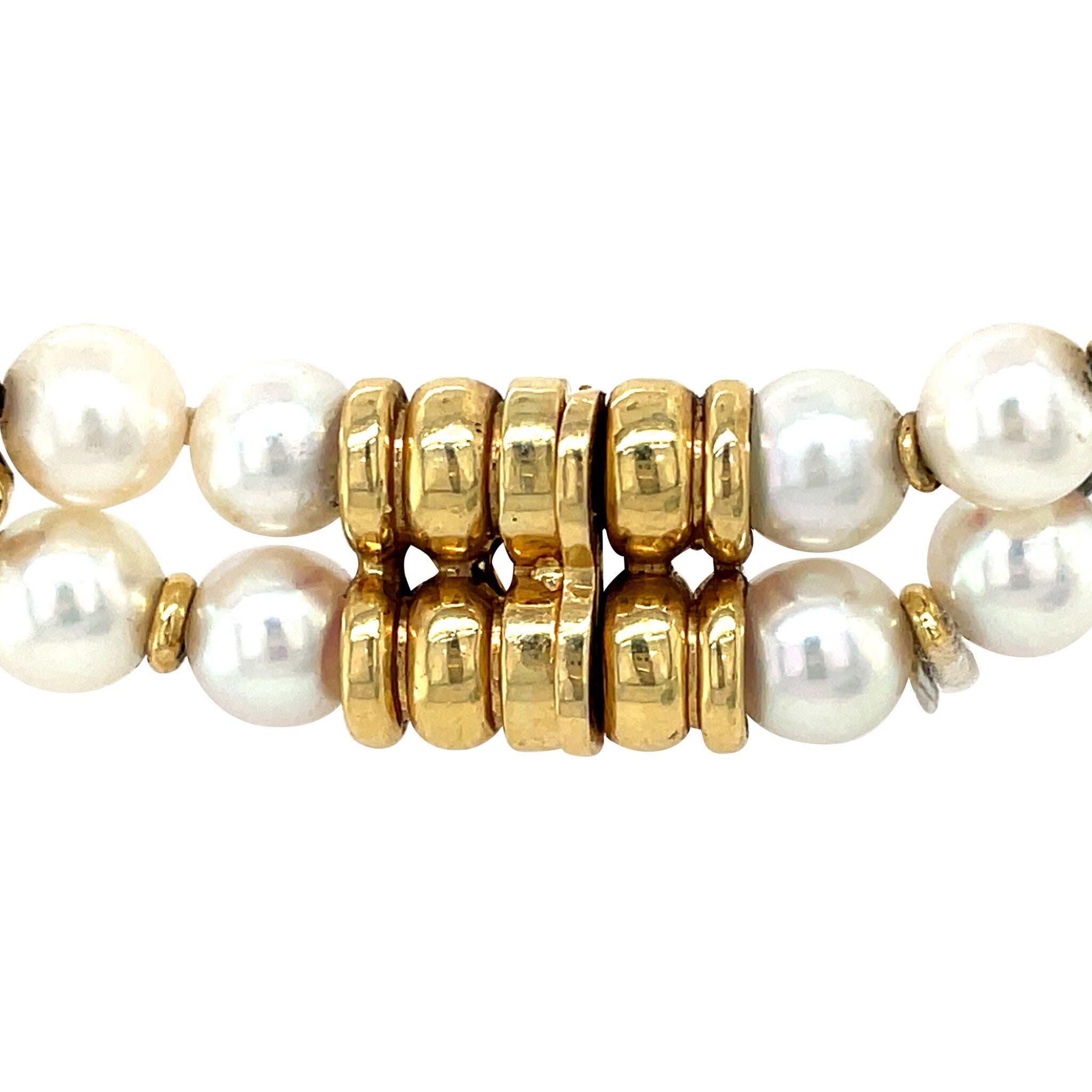 Vintage parel collier met gouden sluiting met saffier en diamant 18 kt