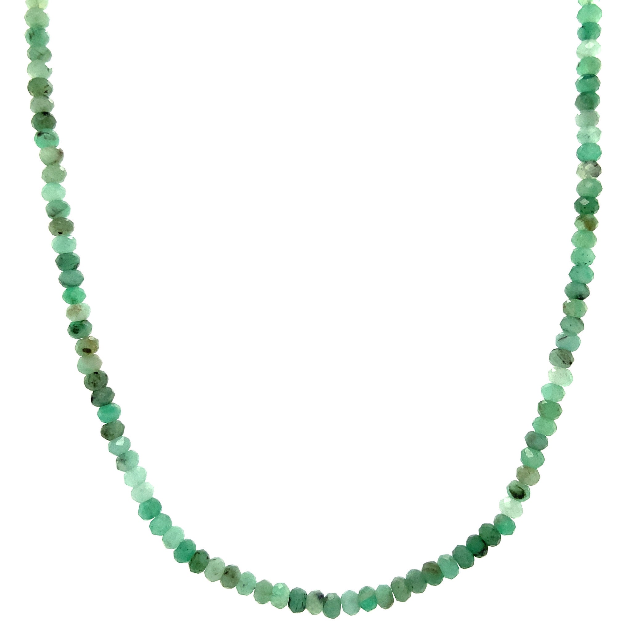 Emerald necklace with gold beads and clasp, 42 cm, 14 kt