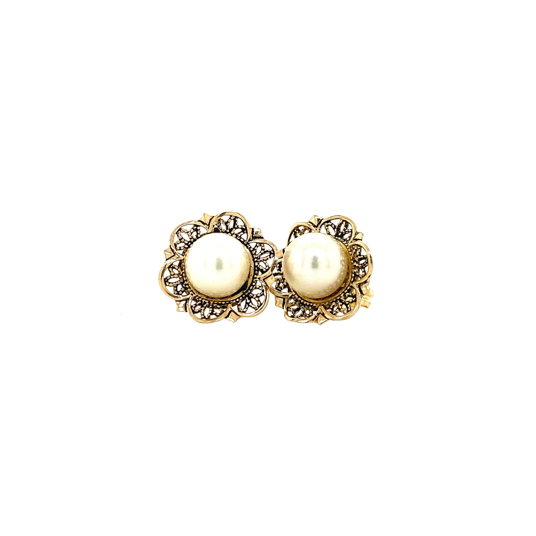 14 kt gold pearl stud earrings