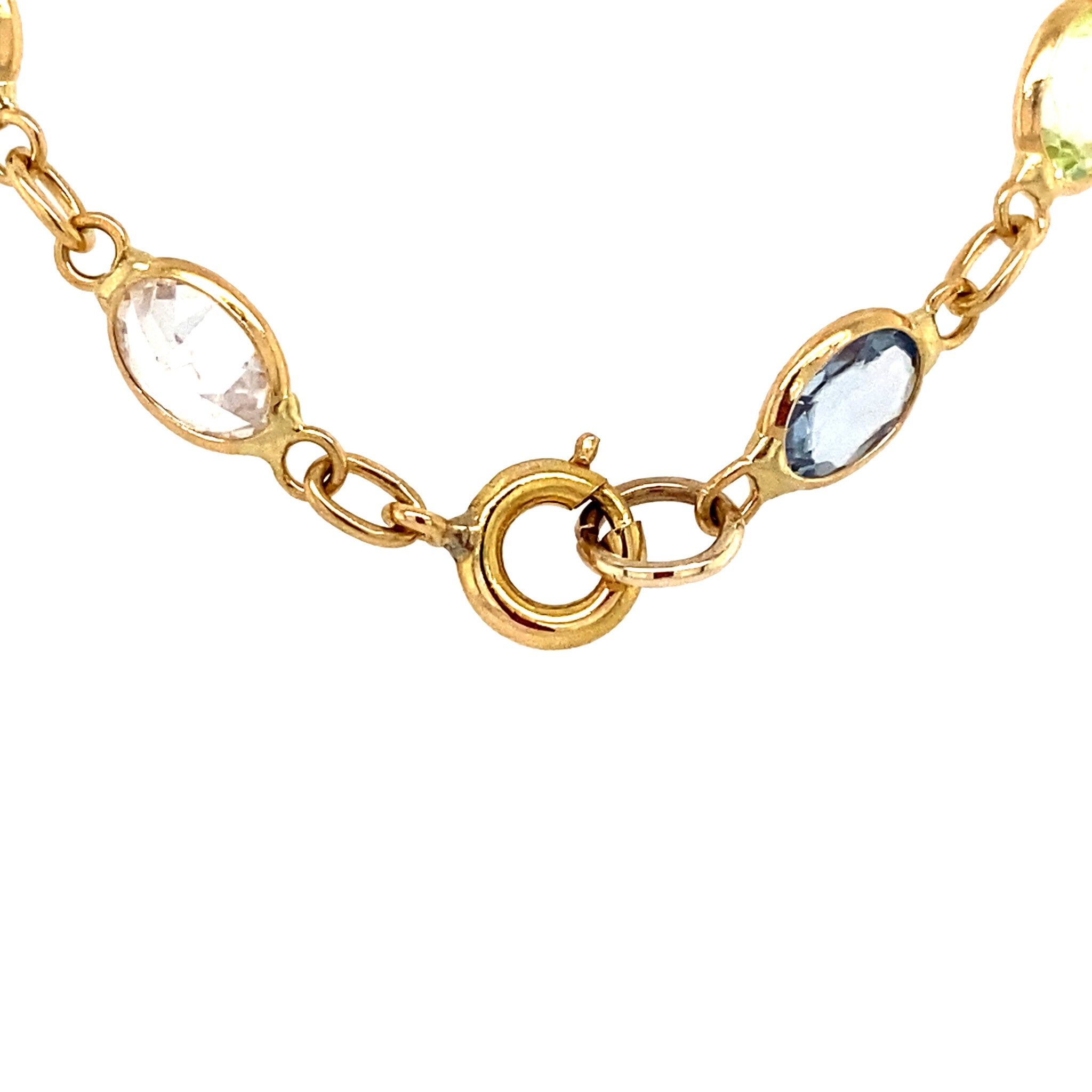 Gouden collier met spinel, saffier, robijn en granaat 18 krt
