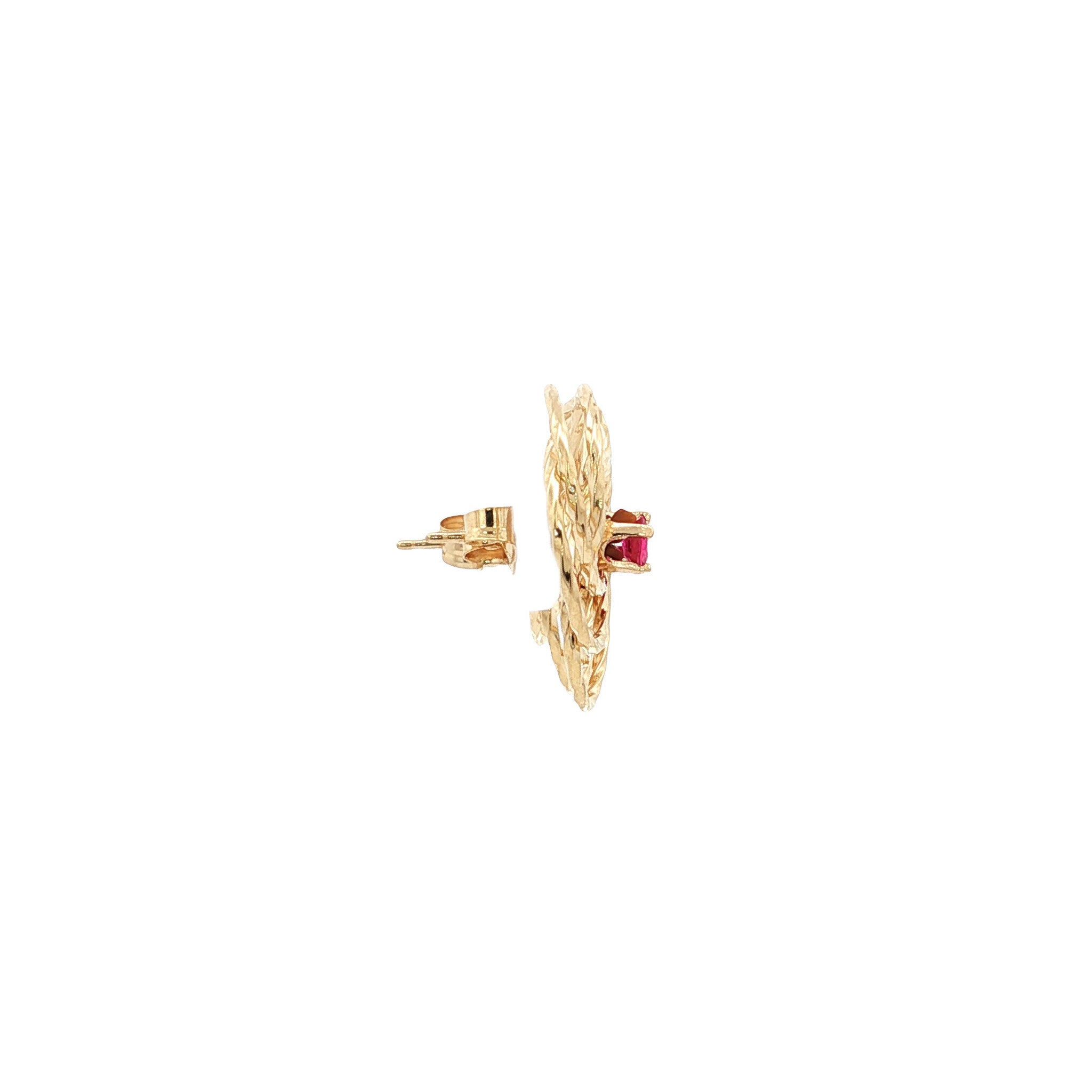 14 kt vintage gold stud earrings with ruby