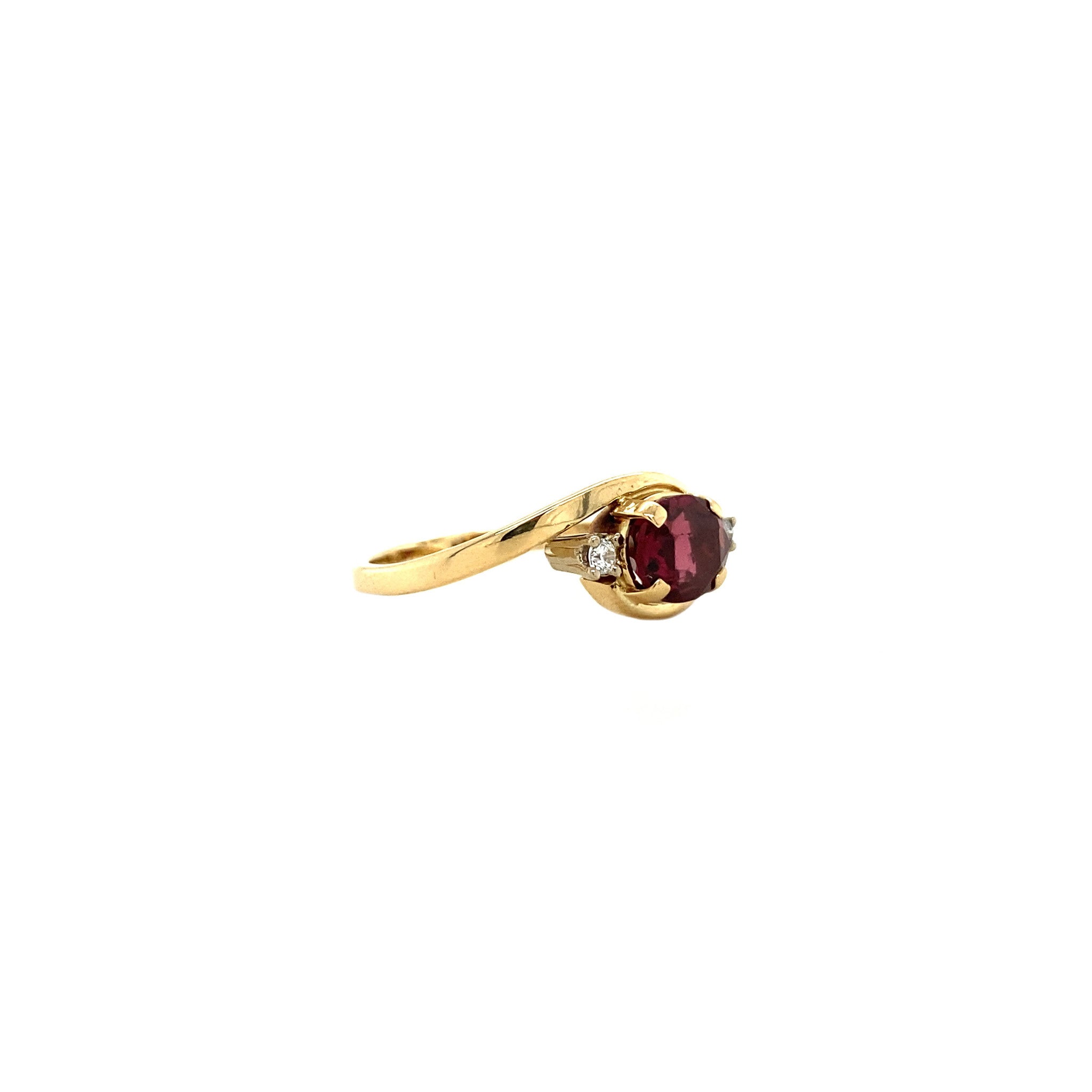 Gold ring with zirconia and garnet 14 kt