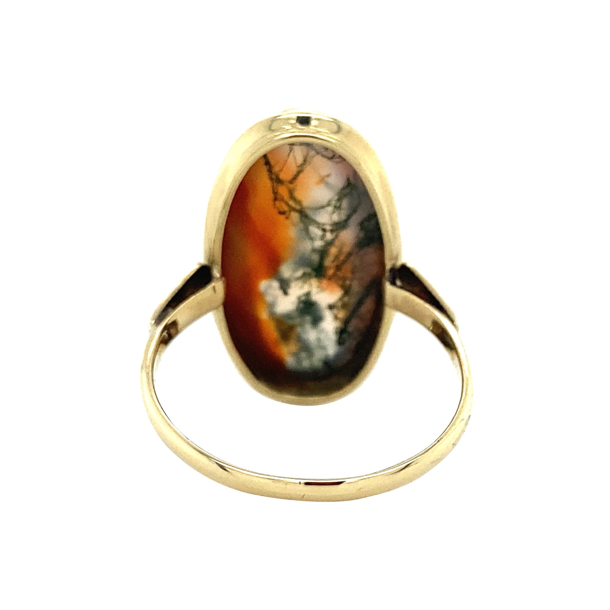 Gouden ring met mosagaat 14 krt