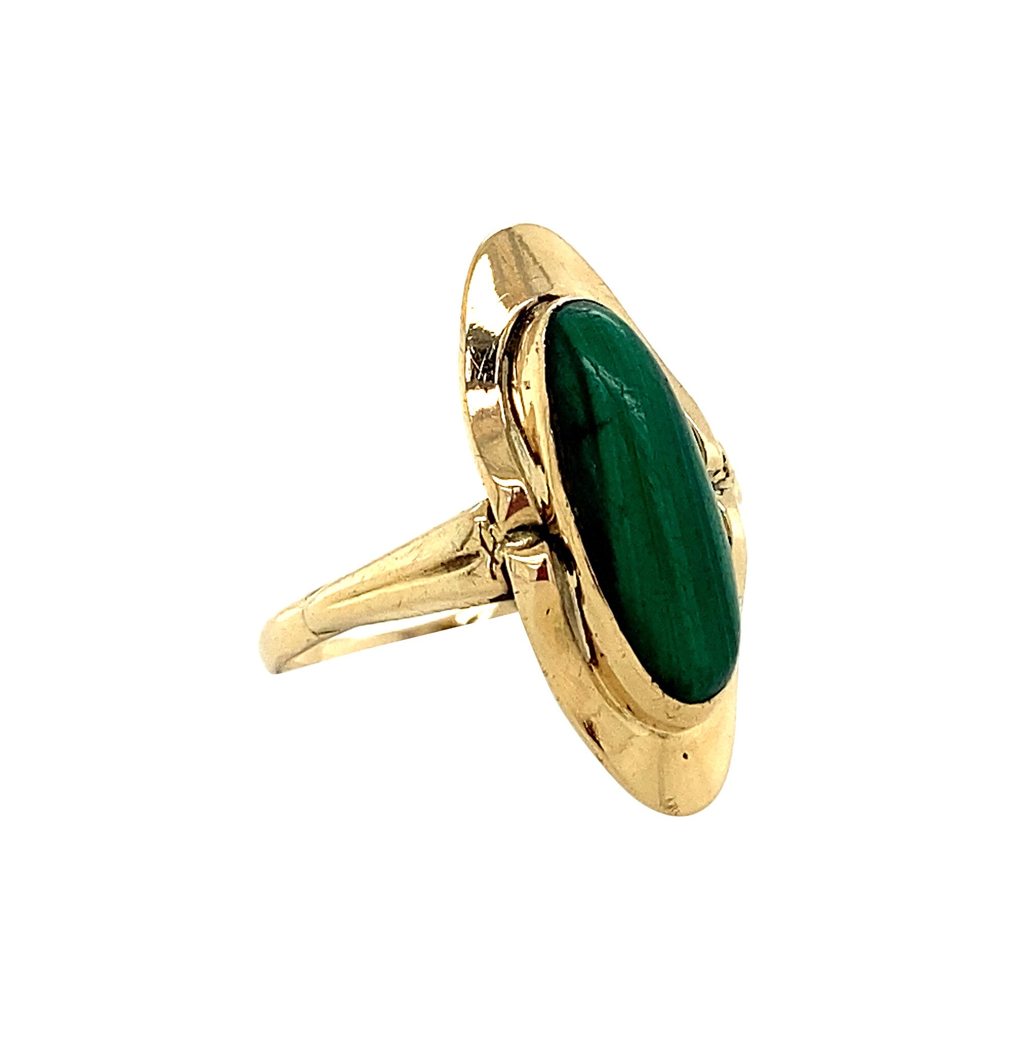 Gouden ring met malachiet 14 krt