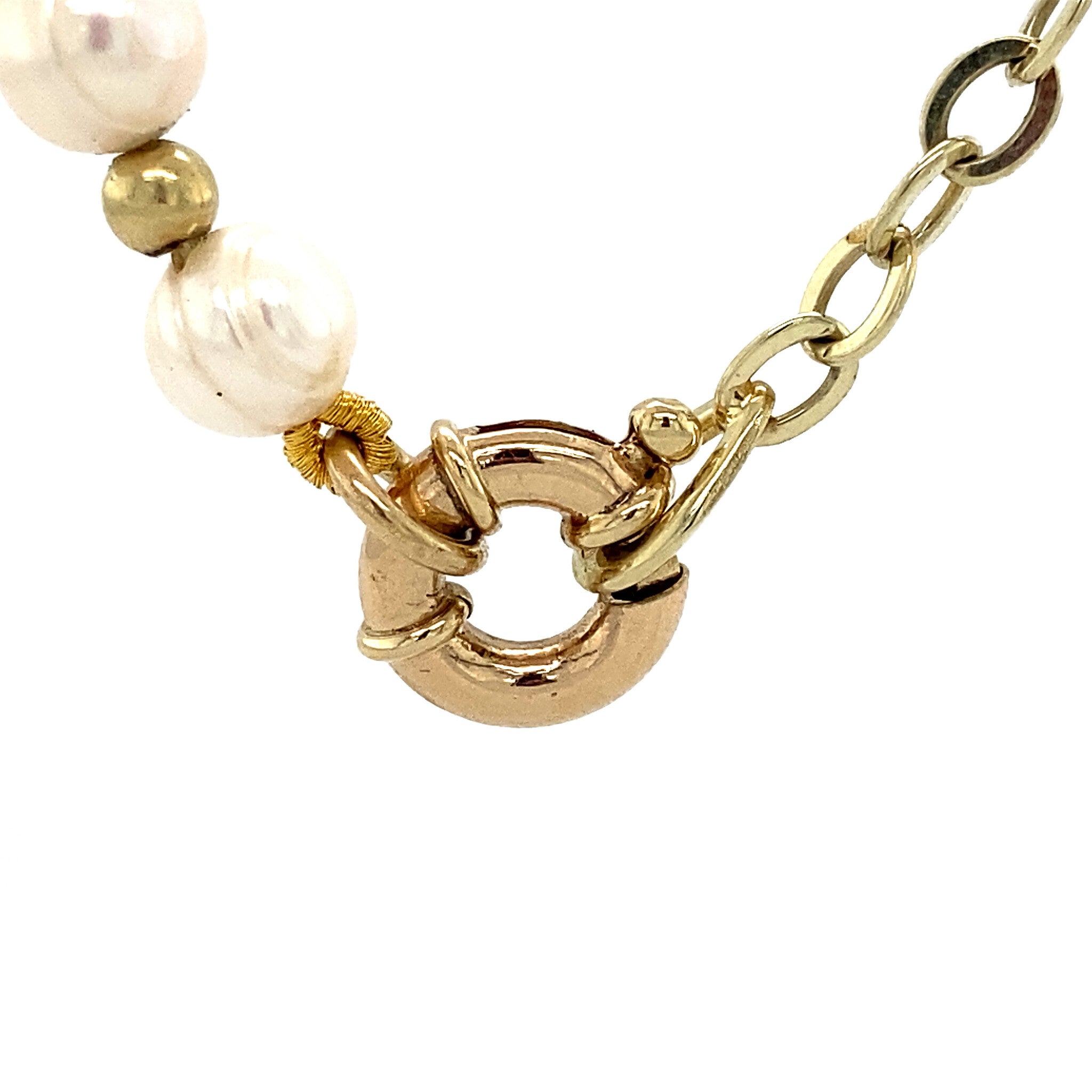 Pearl necklace with gold details, 43 cm, 14 kt