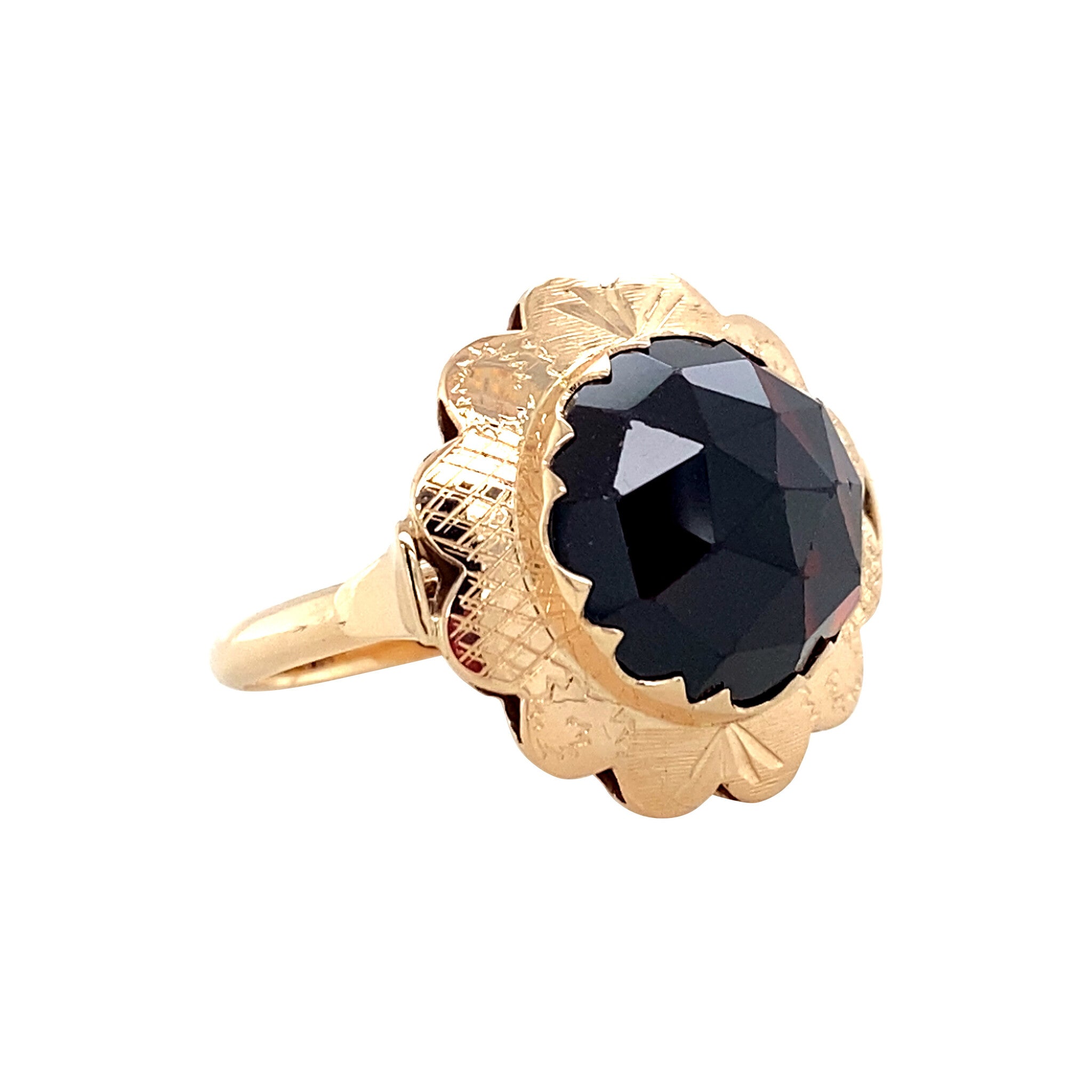 Gouden ring met granaat 14 krt