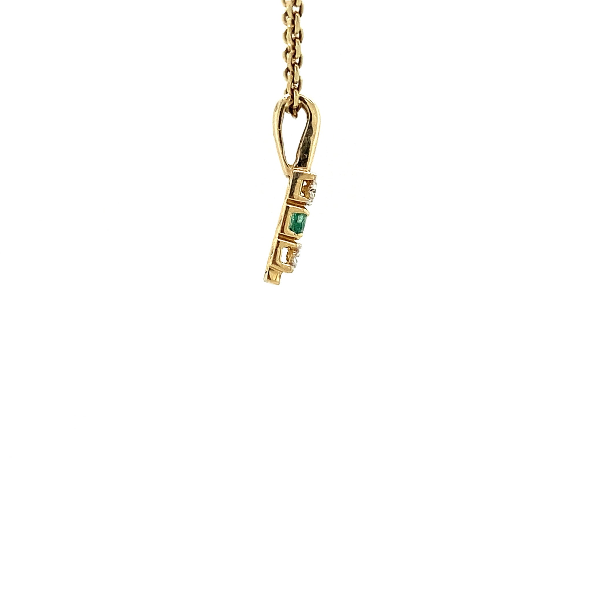 14 kt gold pendant with emerald and diamond