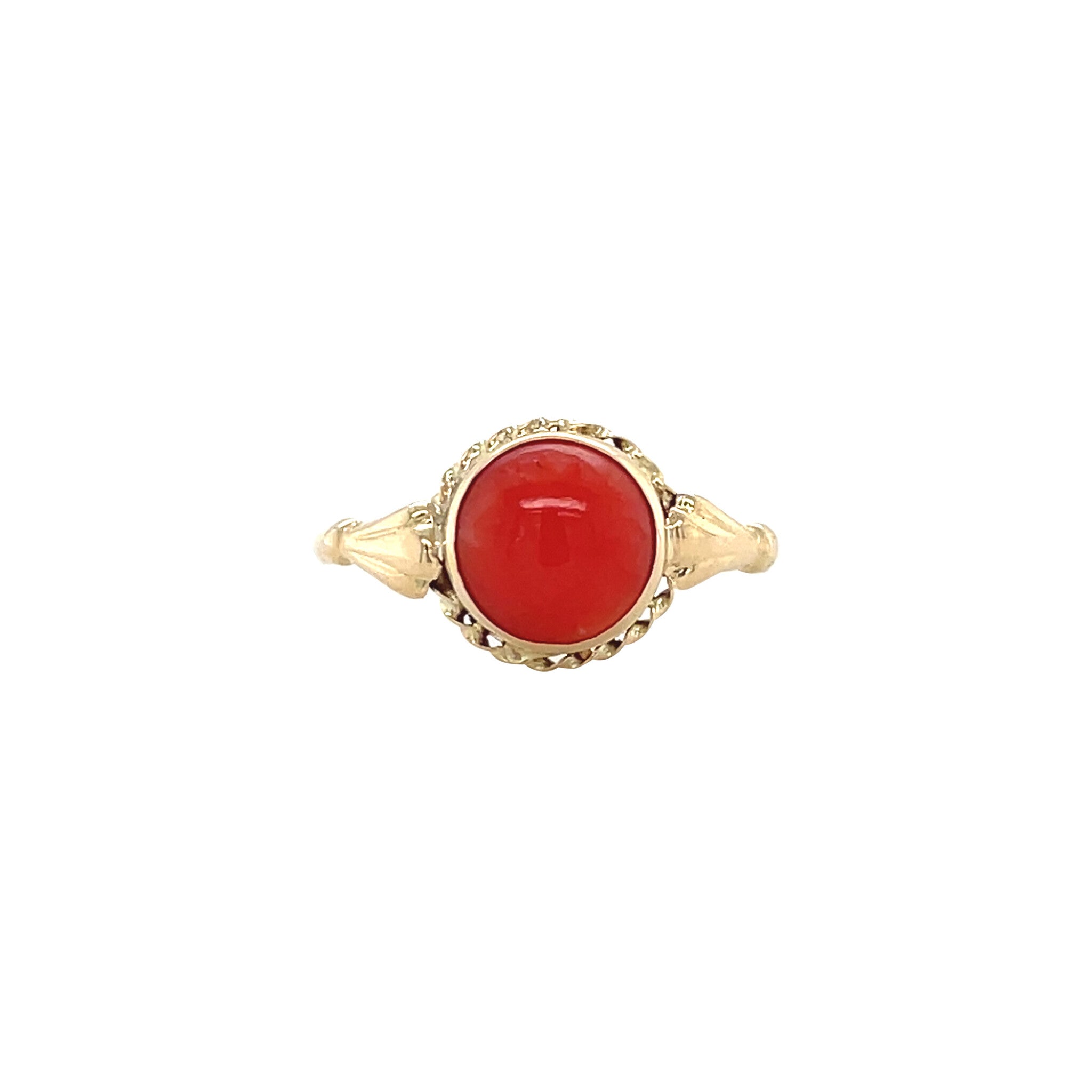 Vintage 12 kt gold ring with red coral