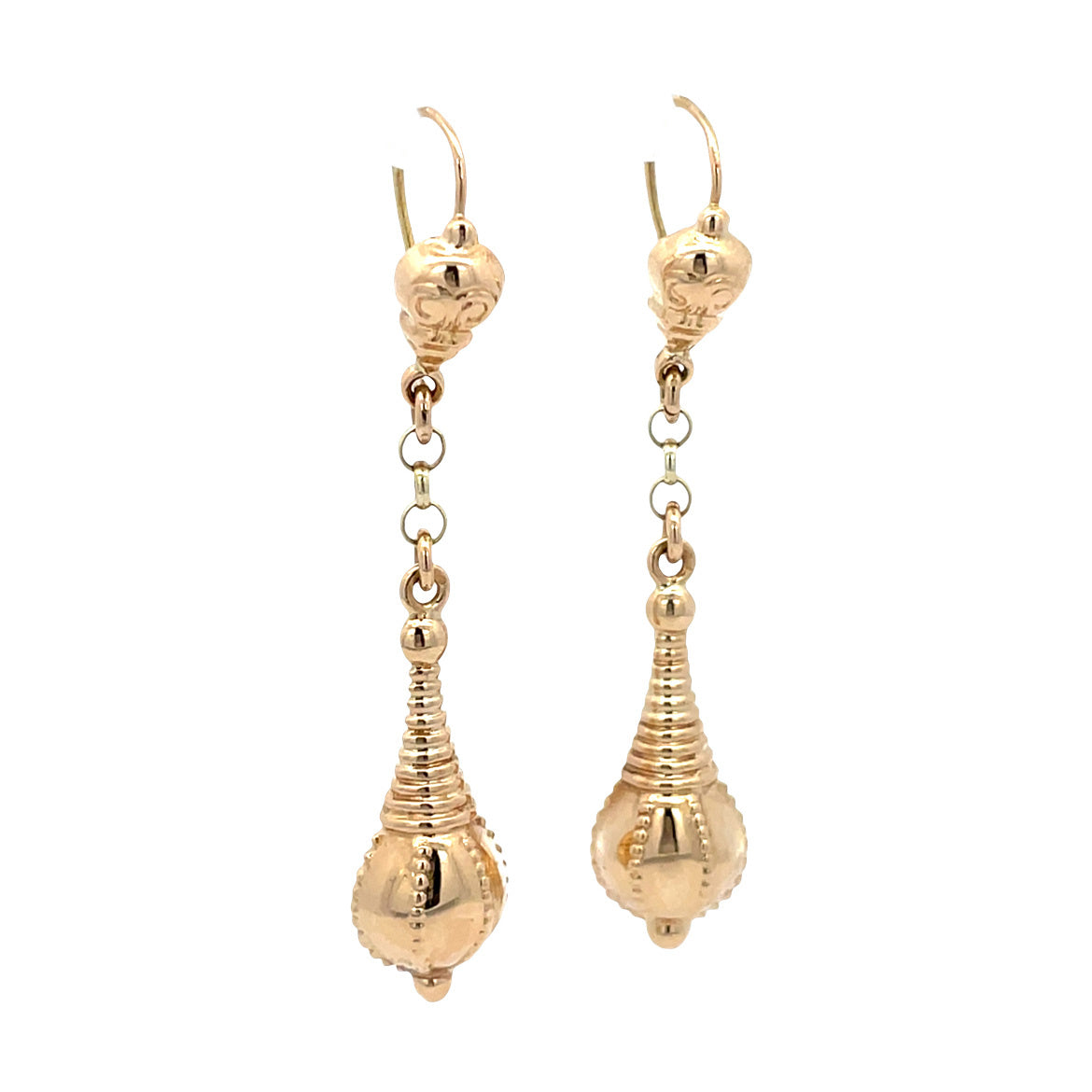 Golden vintage fantasy drop earrings 14 kt