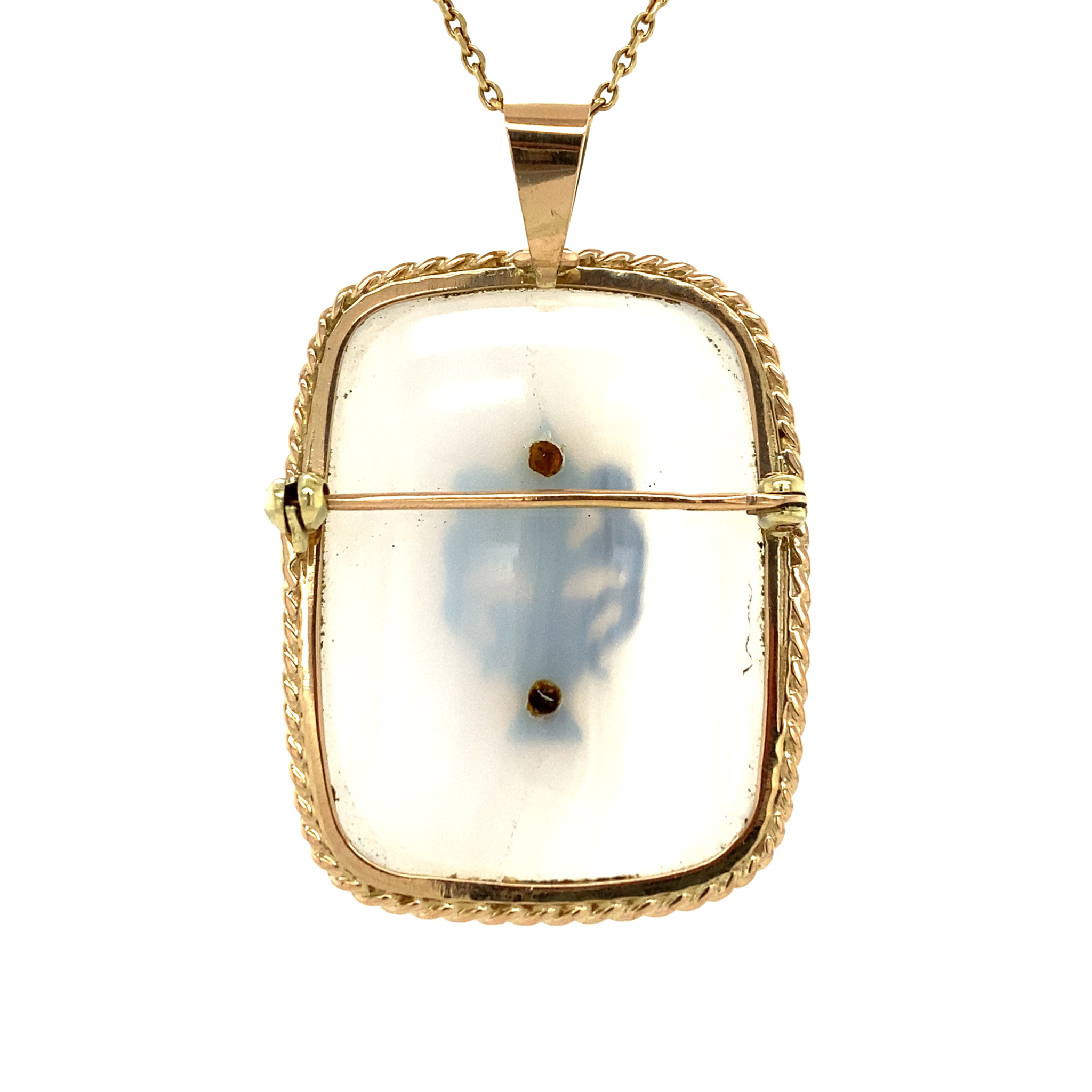 Gouden hanger met agaat en diamant 14 krt/925