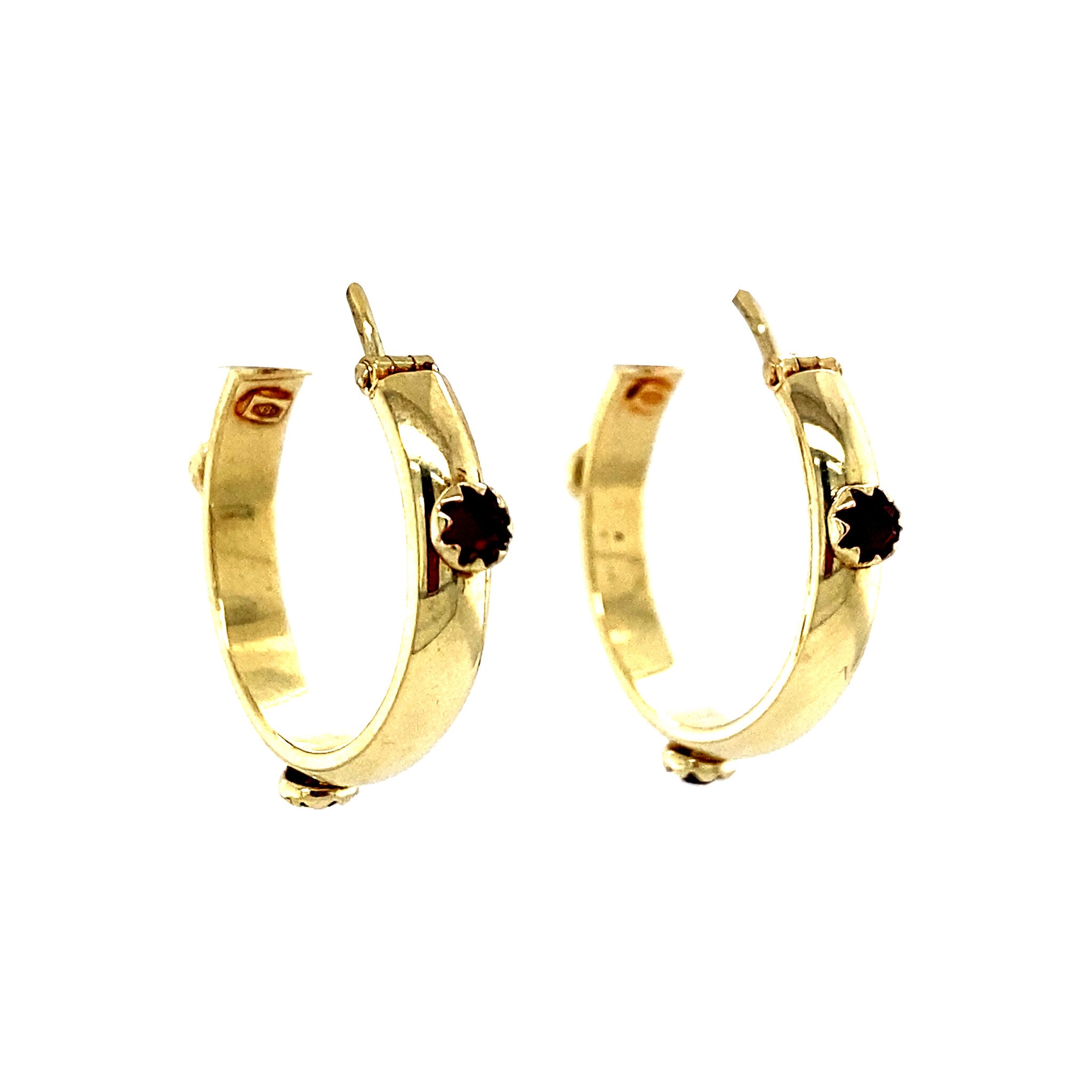 14 kt gold earrings with colored gemstone