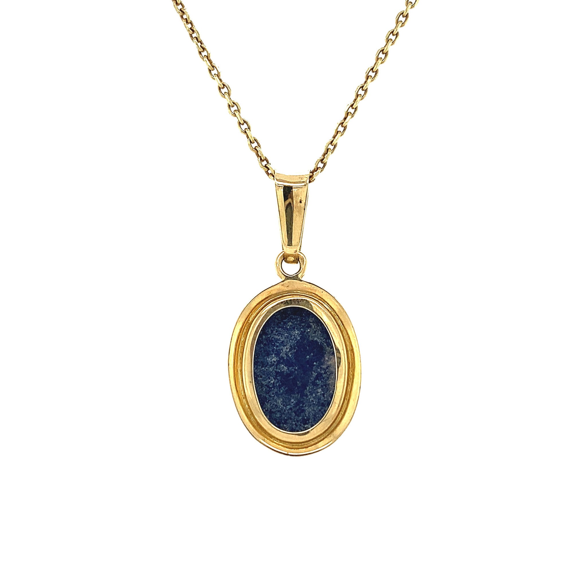 Gouden hanger met lapis lazuli 14 krt
