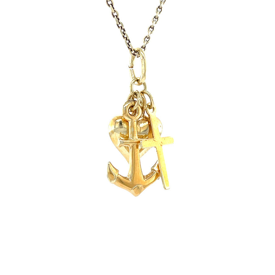 Gouden geloof, hoop en liefde hanger 14 krt