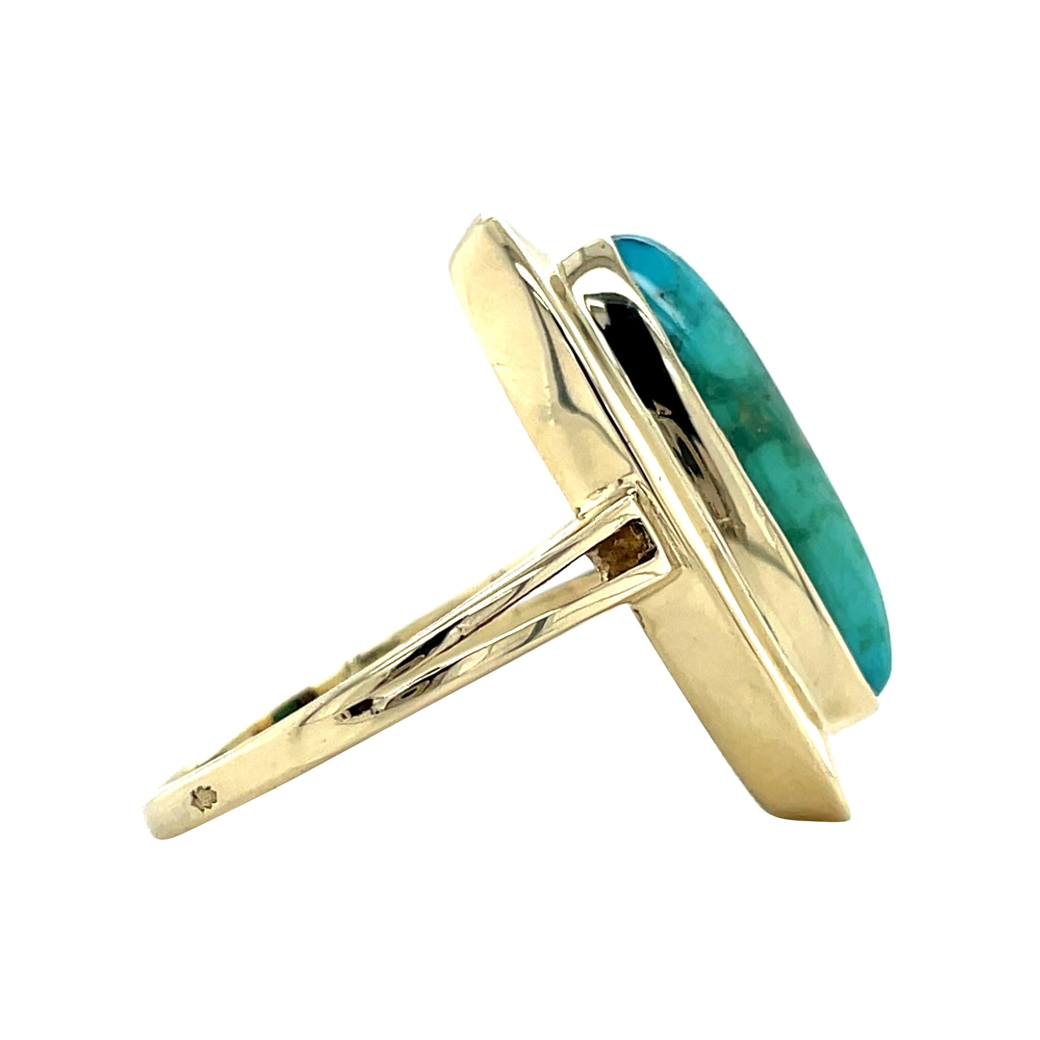 Gouden vintage ring met turkoois 14 krt