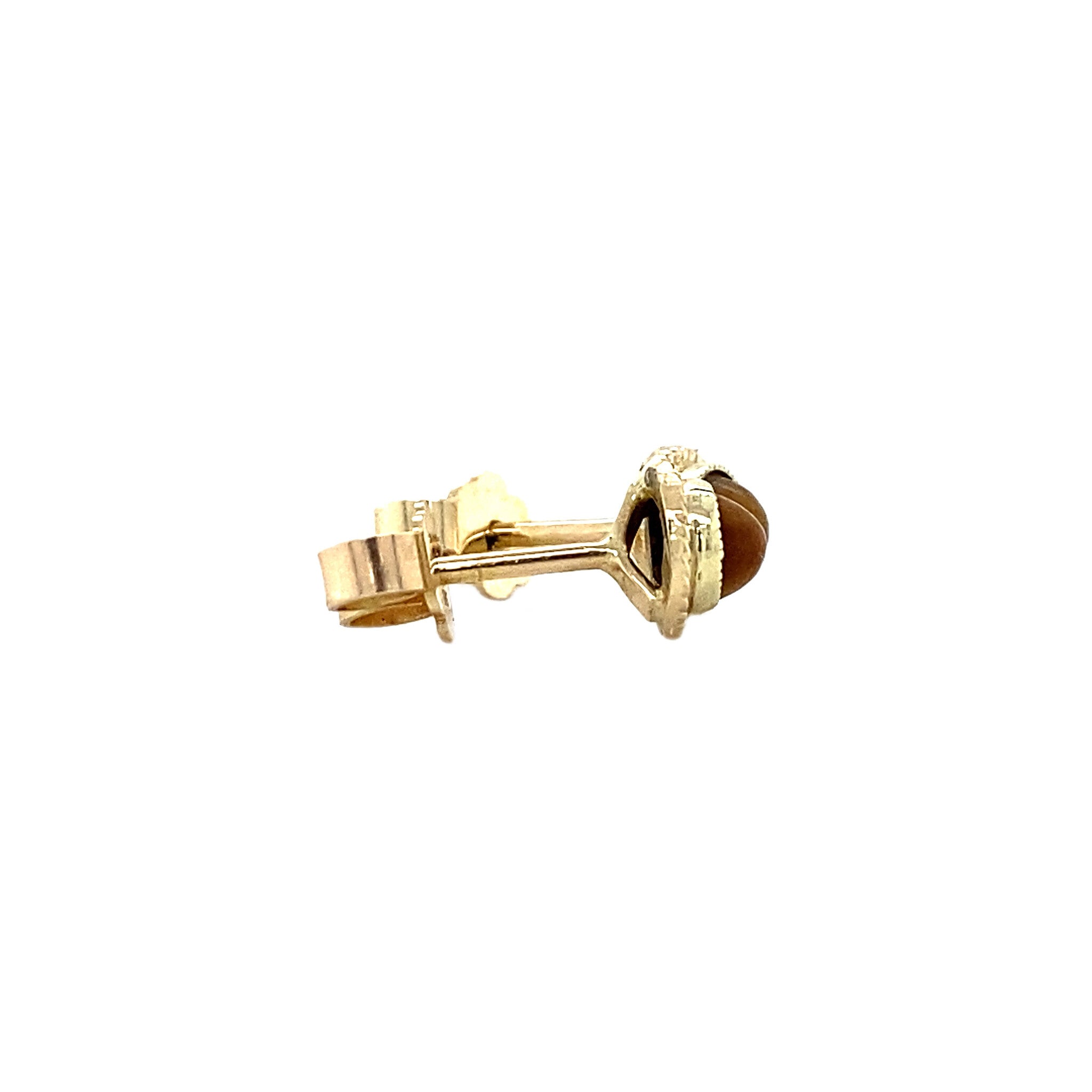 14 kt gold stud earrings with tiger's eye