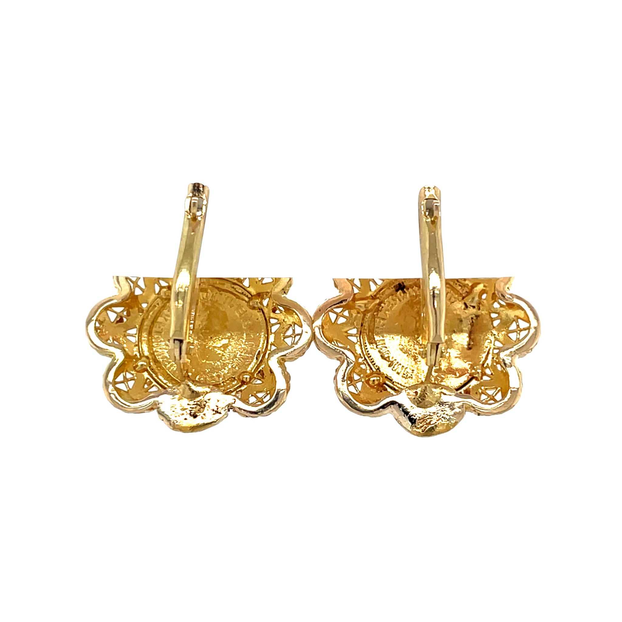 Golden vintage coin earrings 14 kt