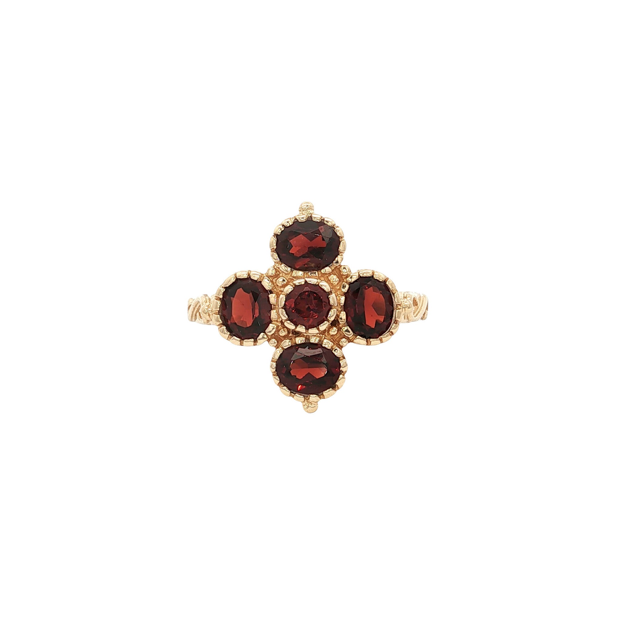 Gold ring with garnet 14 kt