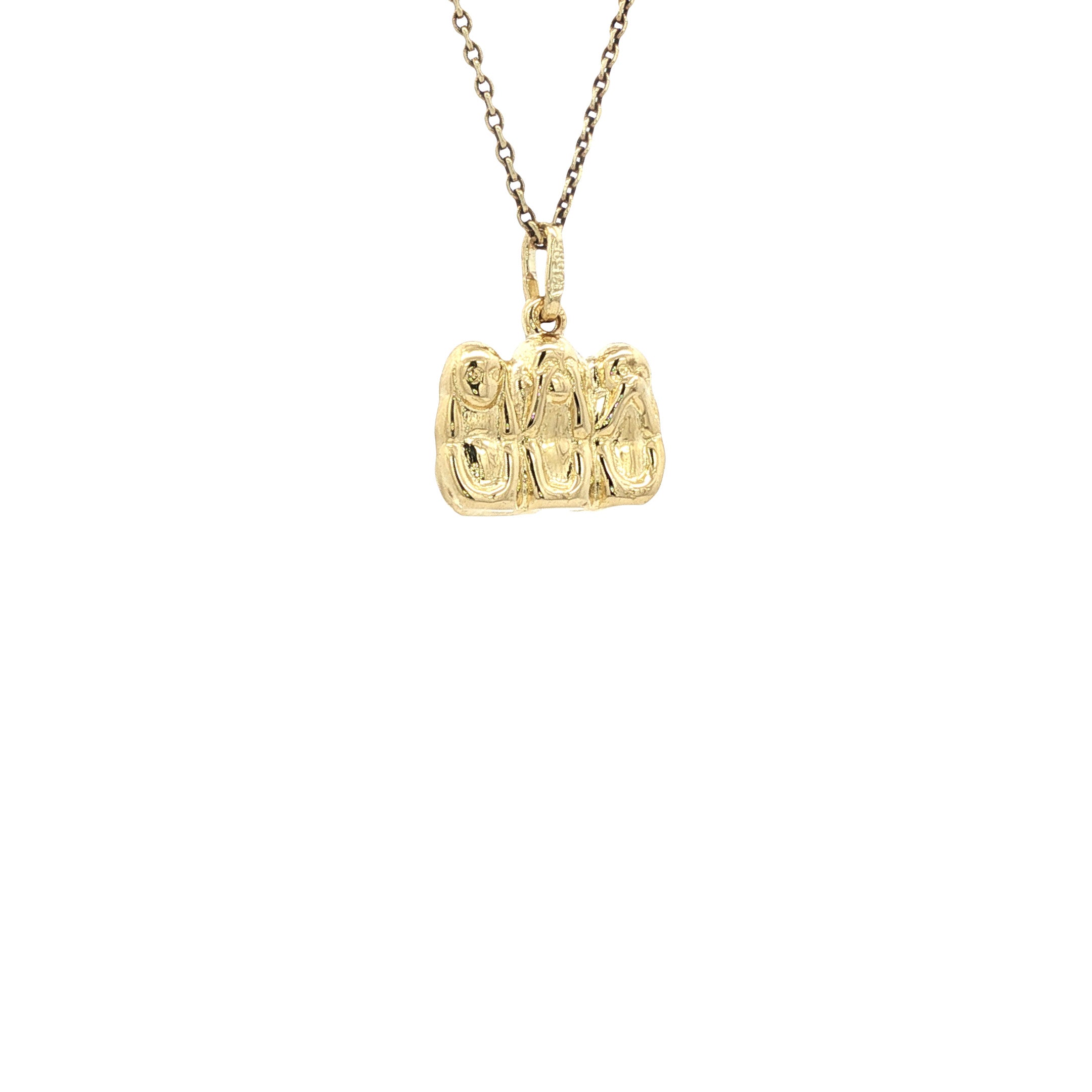 14 kt gold "hear no evil, see no evil, speak no evil" pendant