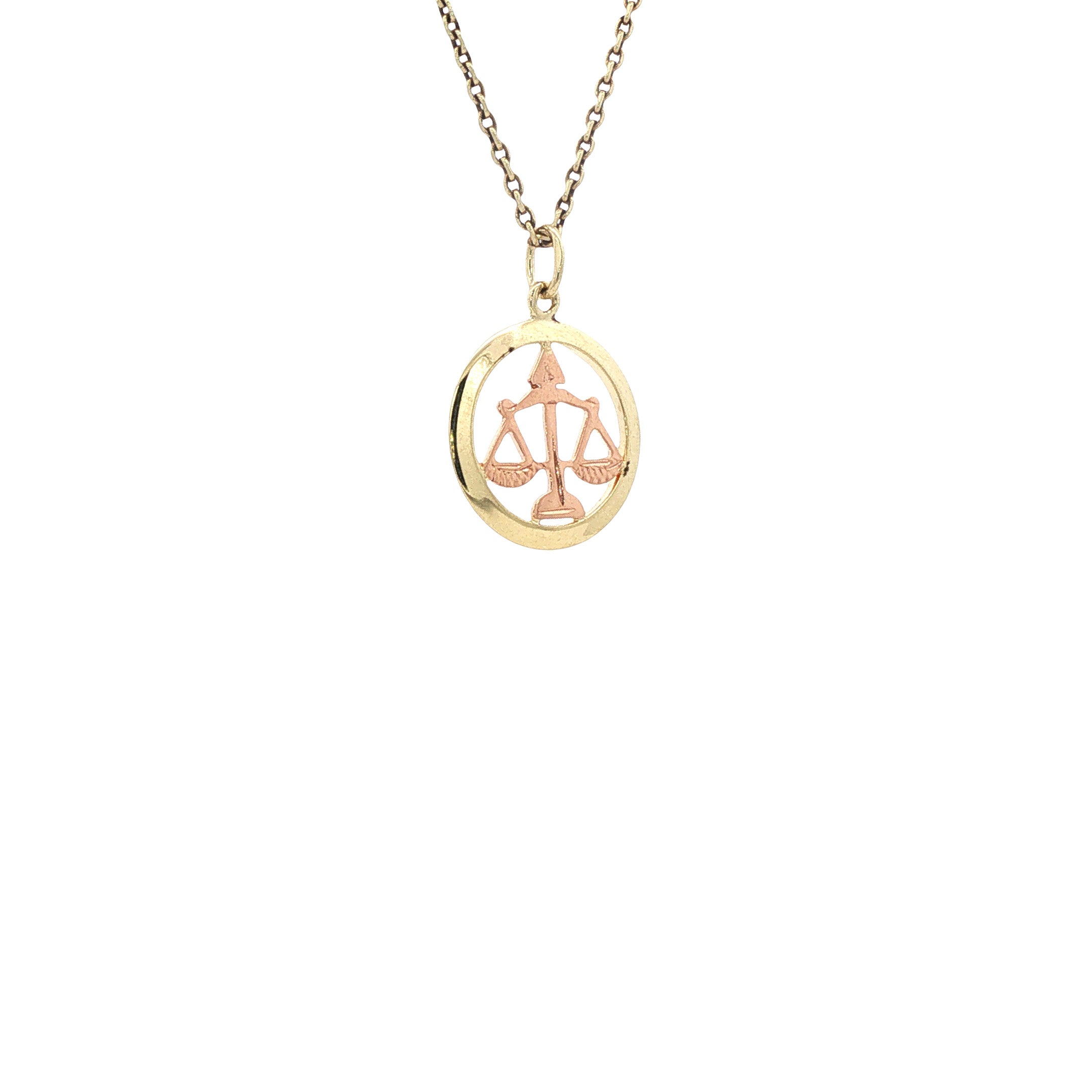 Bicolour vintage Libra zodiac pendant 9 kt