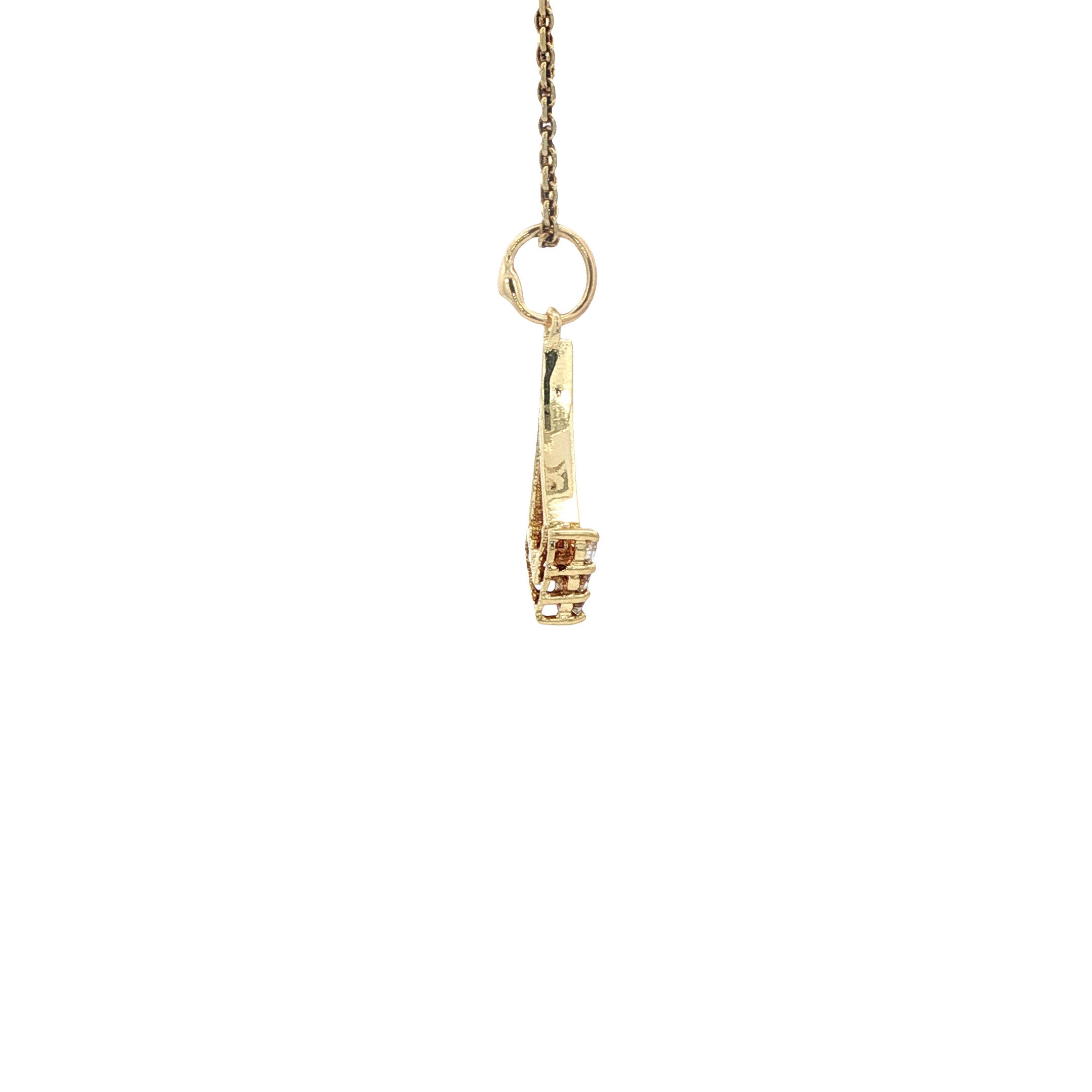 14 kt gold vintage pendant with zirconia