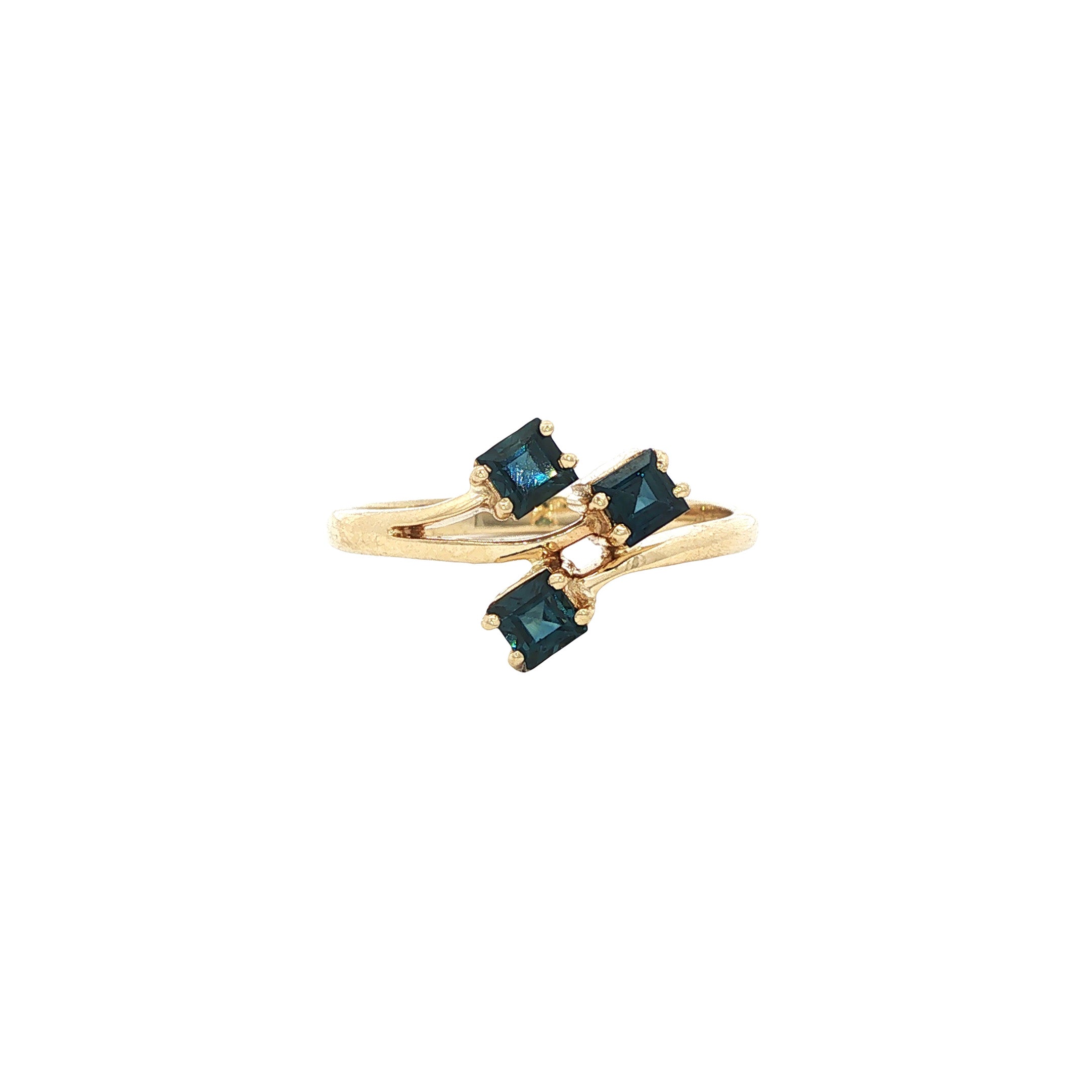 Gouden vintage ring met saffier 14 kt