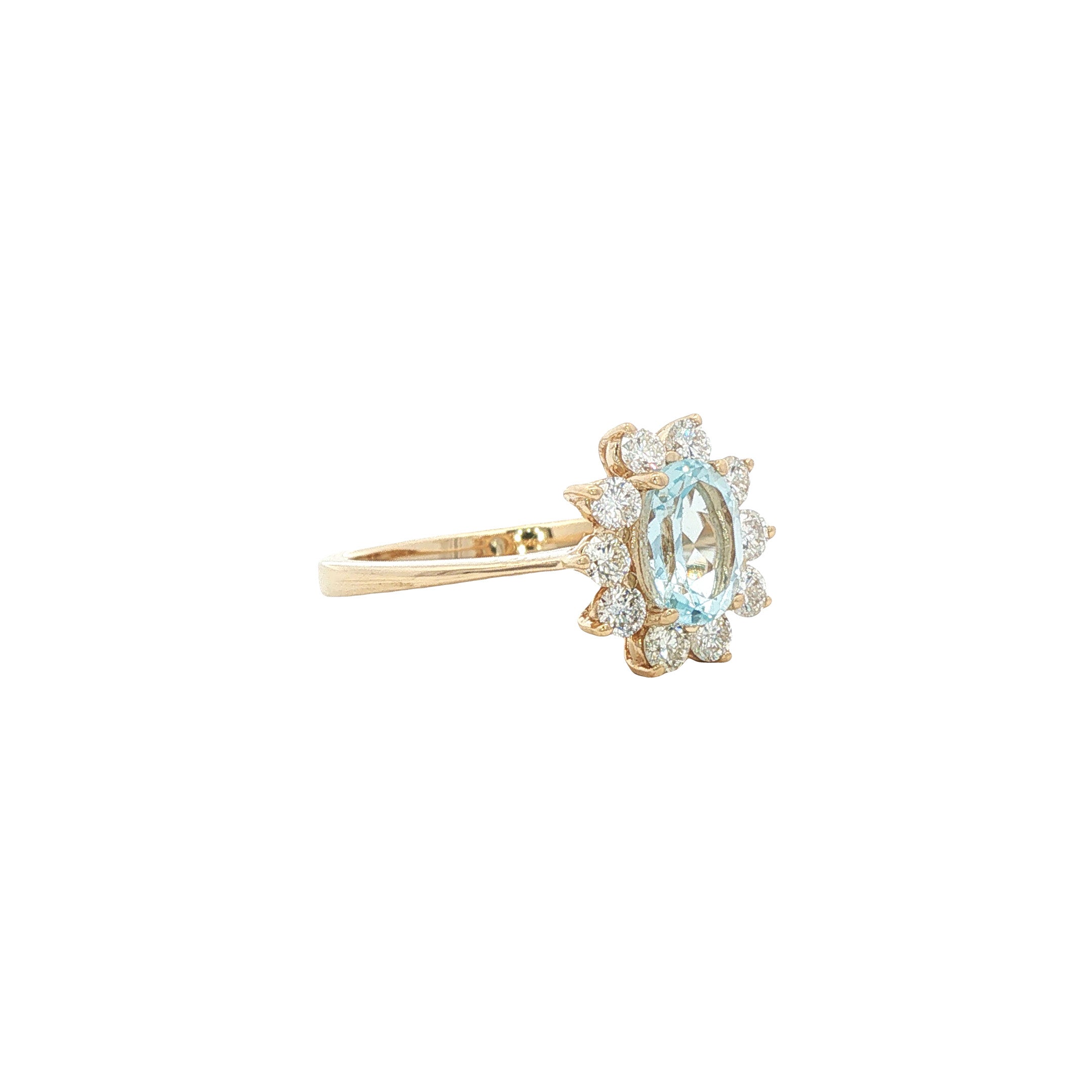 Gouden vintage ring met topaas en diamant 14 kt