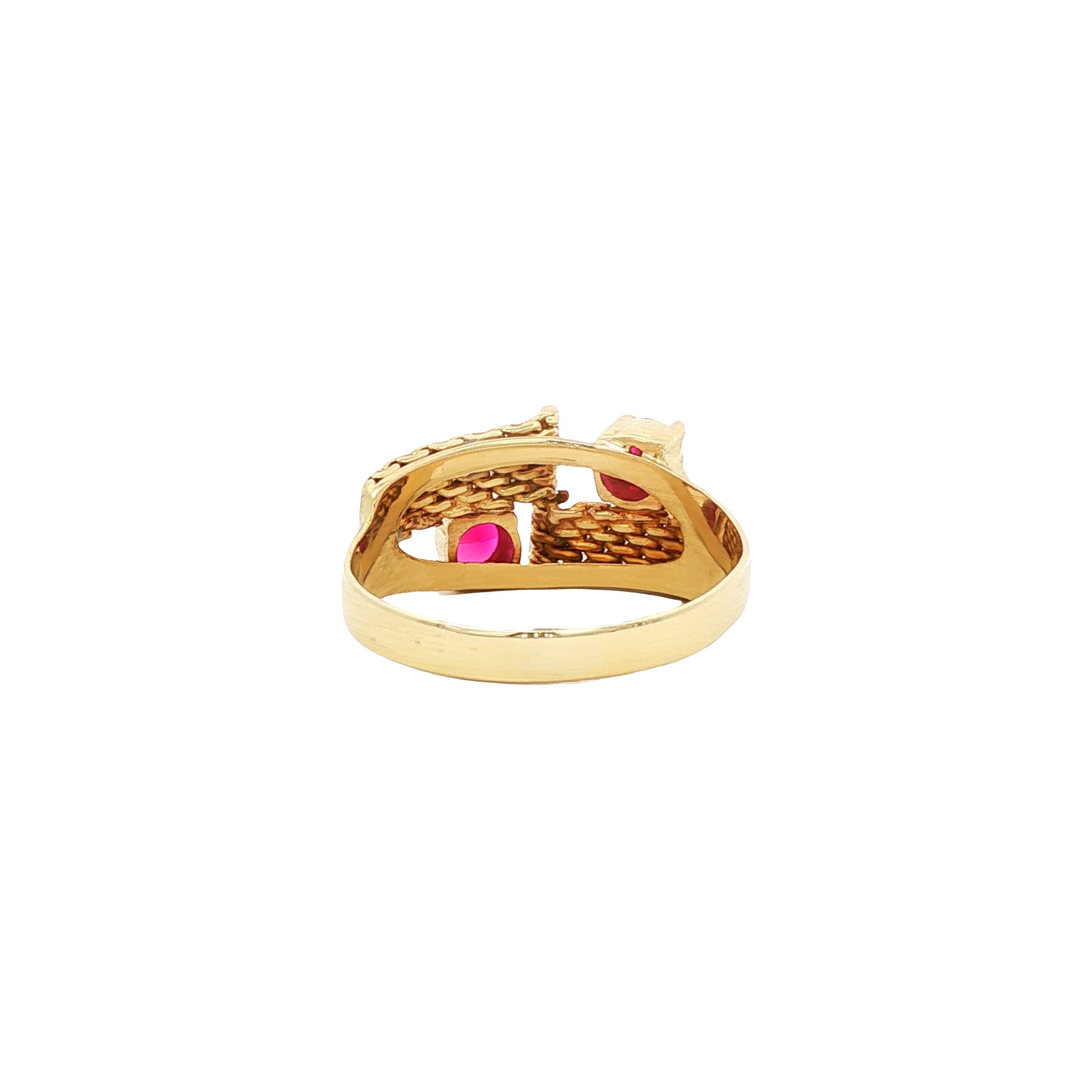Gouden vintage ring met robijn 14 kt