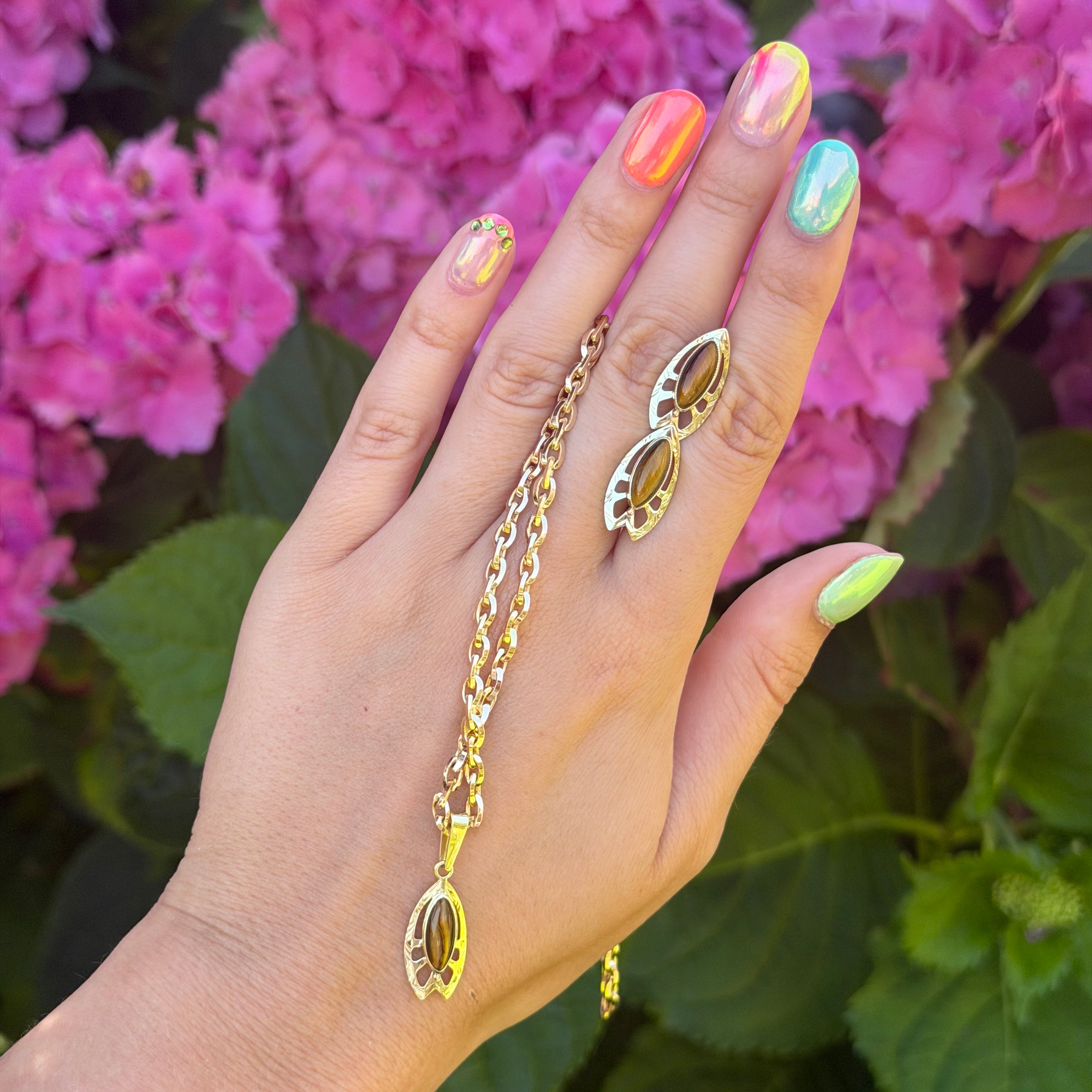 Gouden vintage fantasie anker collier 14 kt