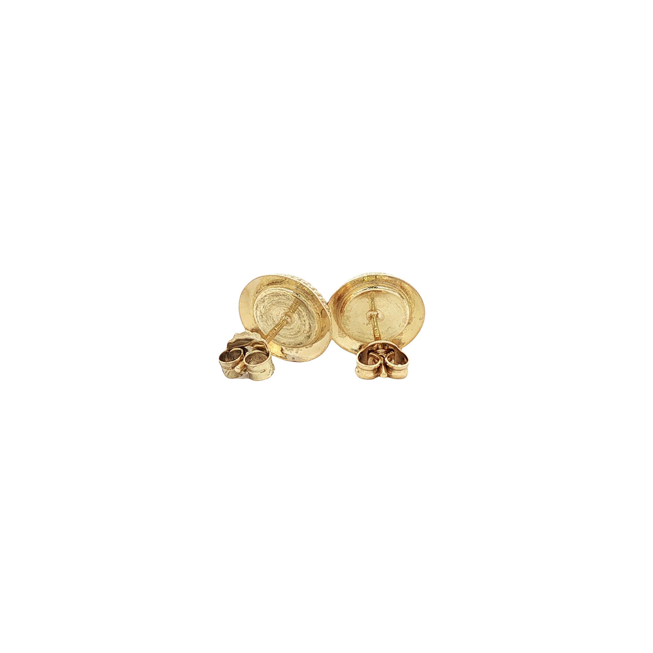 Gouden vintage oorstekers met bloedkoraal 14 kt