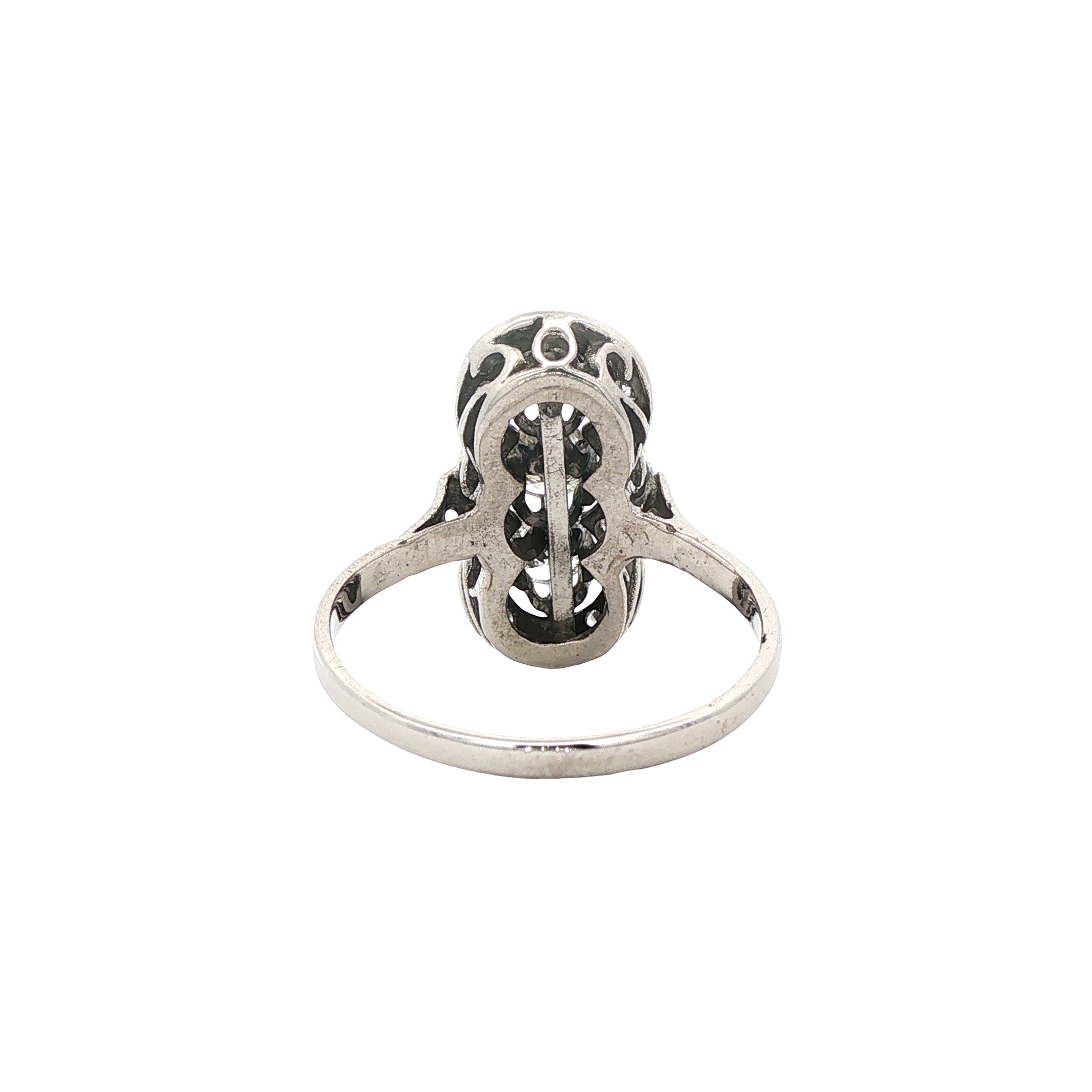 Vintage white gold princess ring with diamond, 14 kt