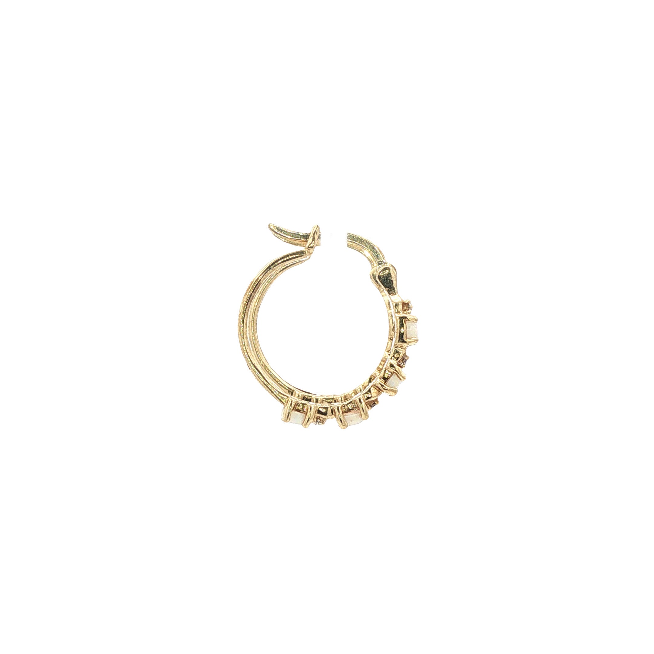 Vintage oorringen met opaal en diamant 8 kt