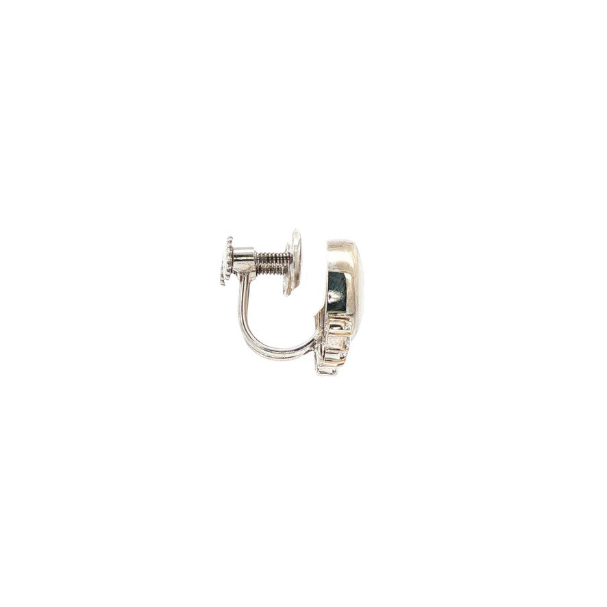 Vintage 14 kt white gold drop earrings with opal and diamond