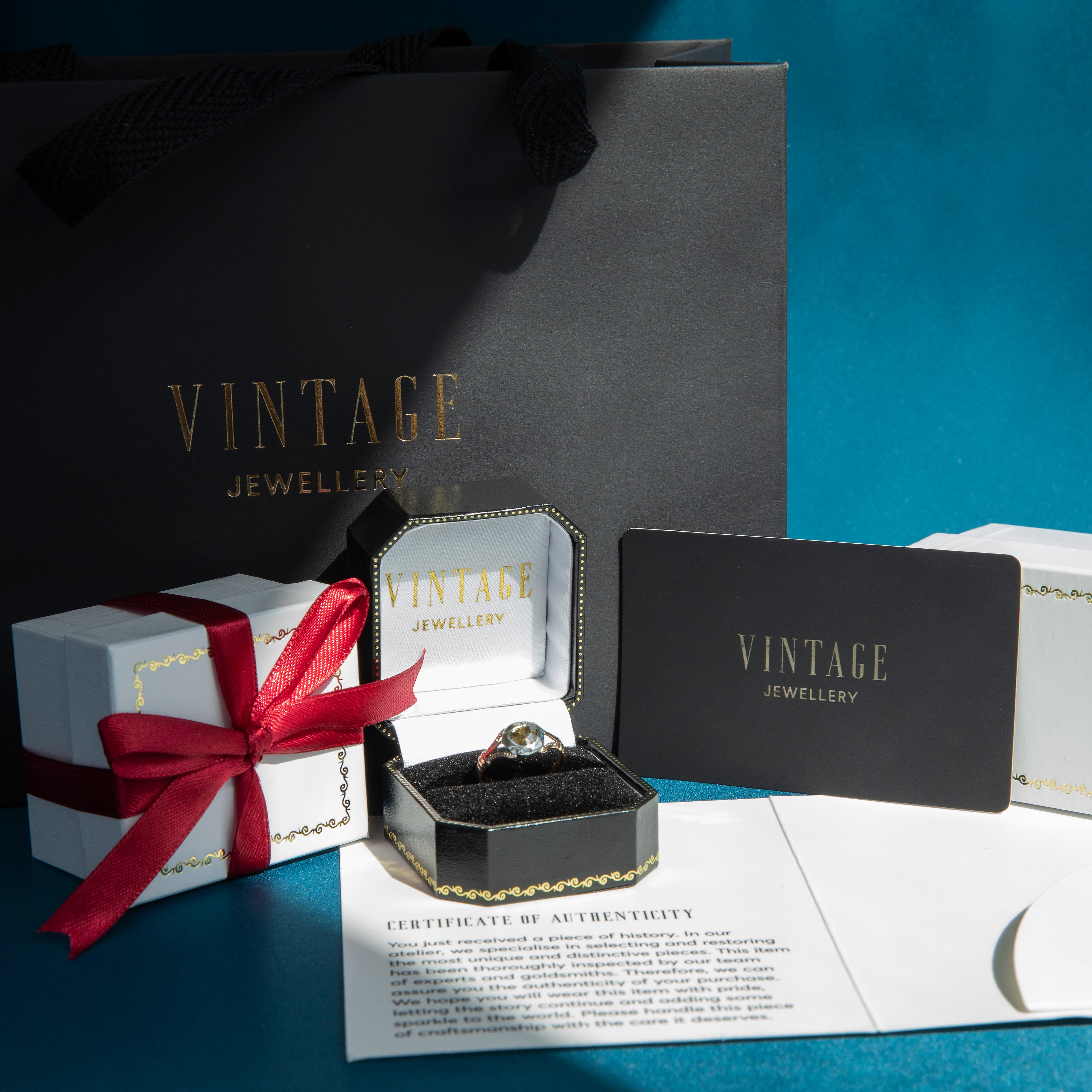 Witgouden vintage ring met diamant 14 kt