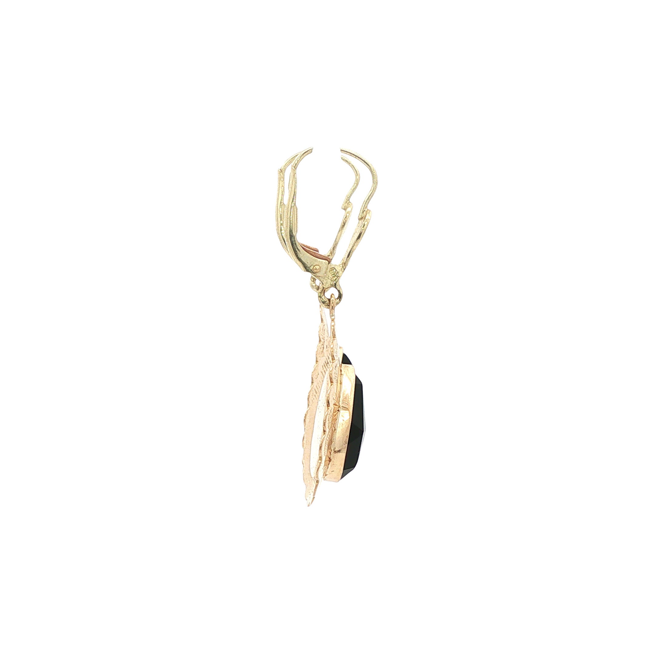 Gouden vintage oorhangers met granaat 14 kt