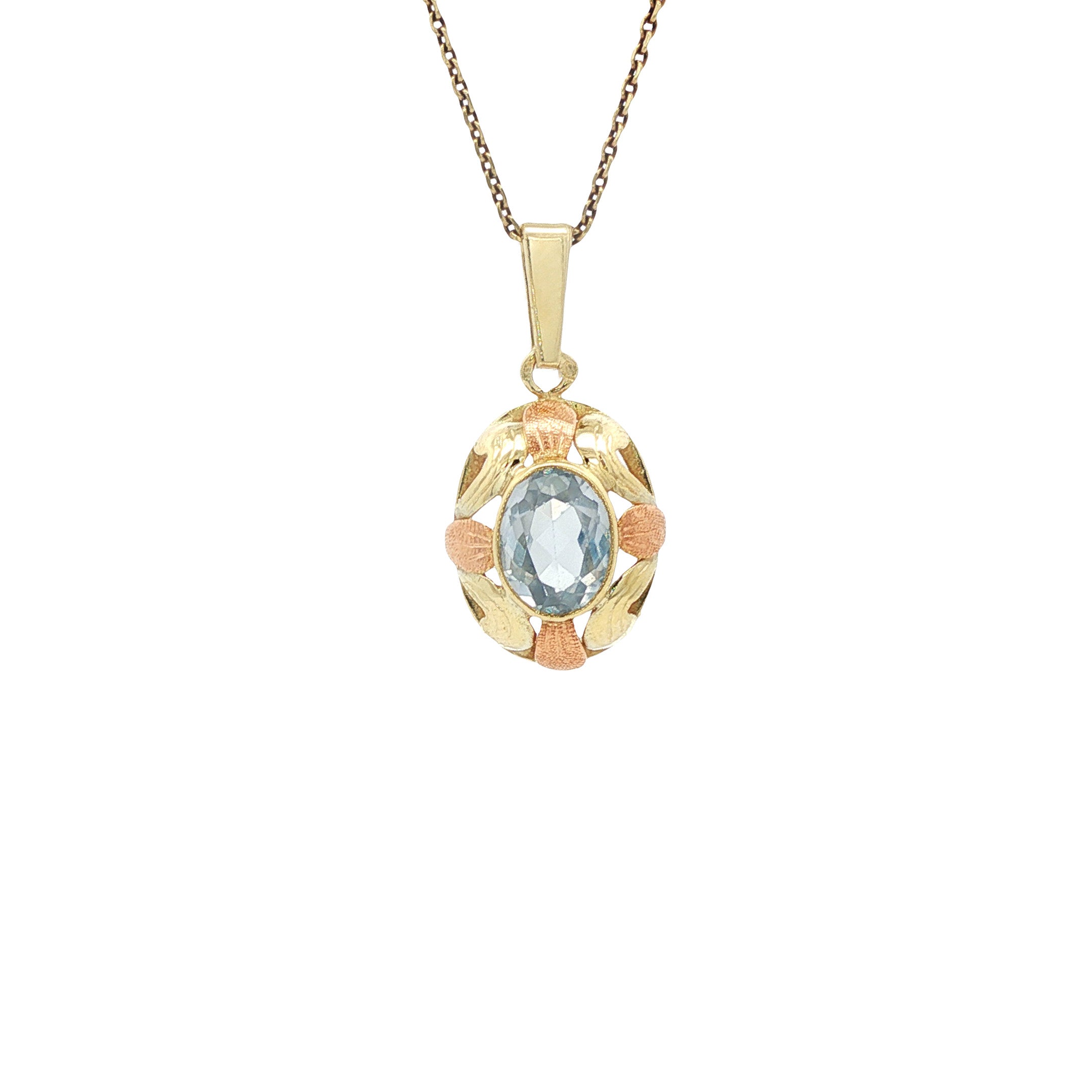 Vintage gold pendant with spinel, 14 kt