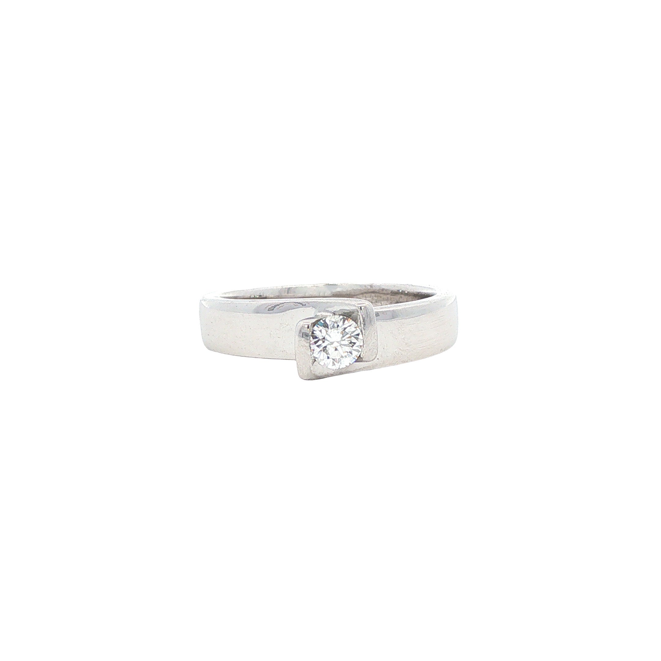 Witgouden vintage ring met diamant 14 kt