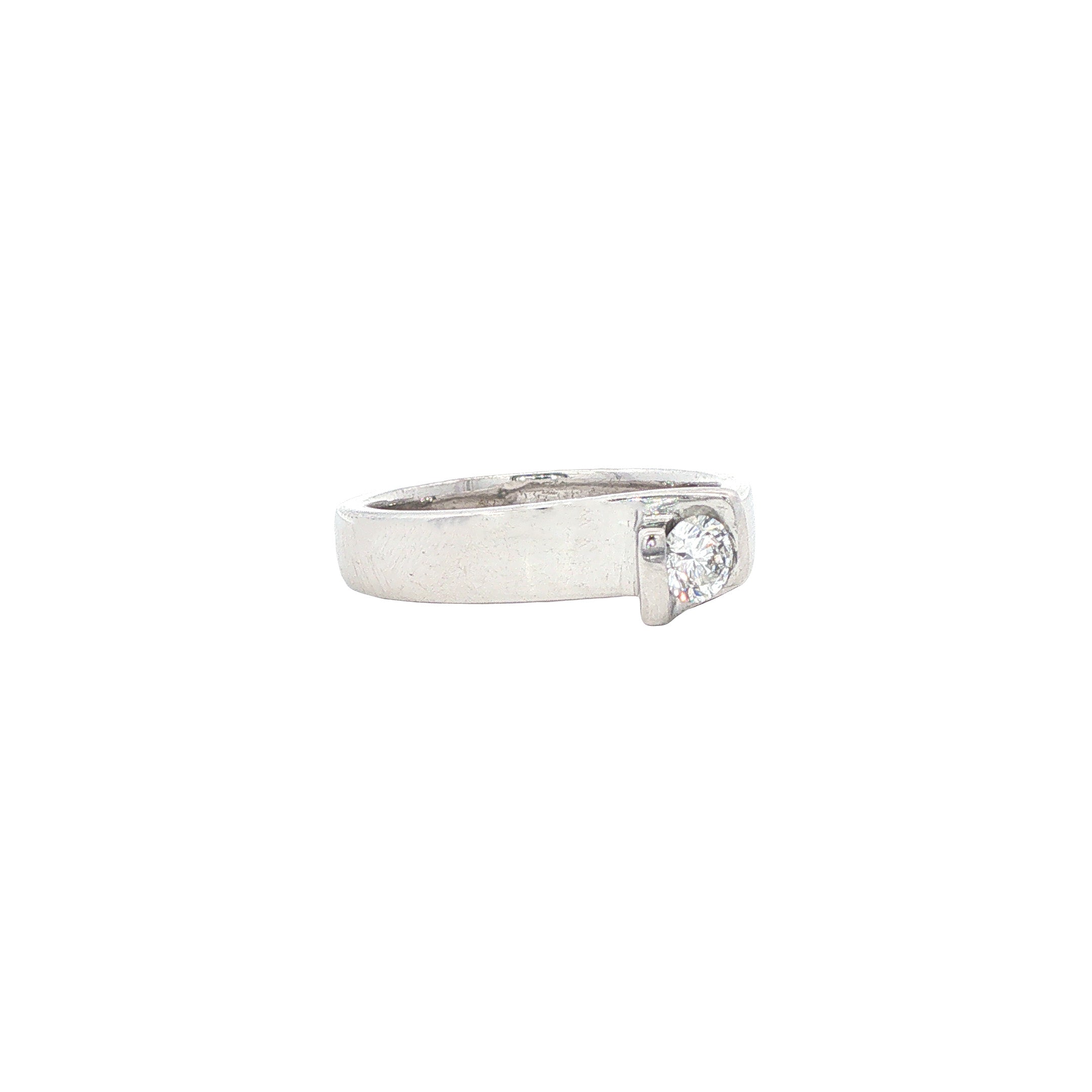 Witgouden vintage ring met diamant 14 kt