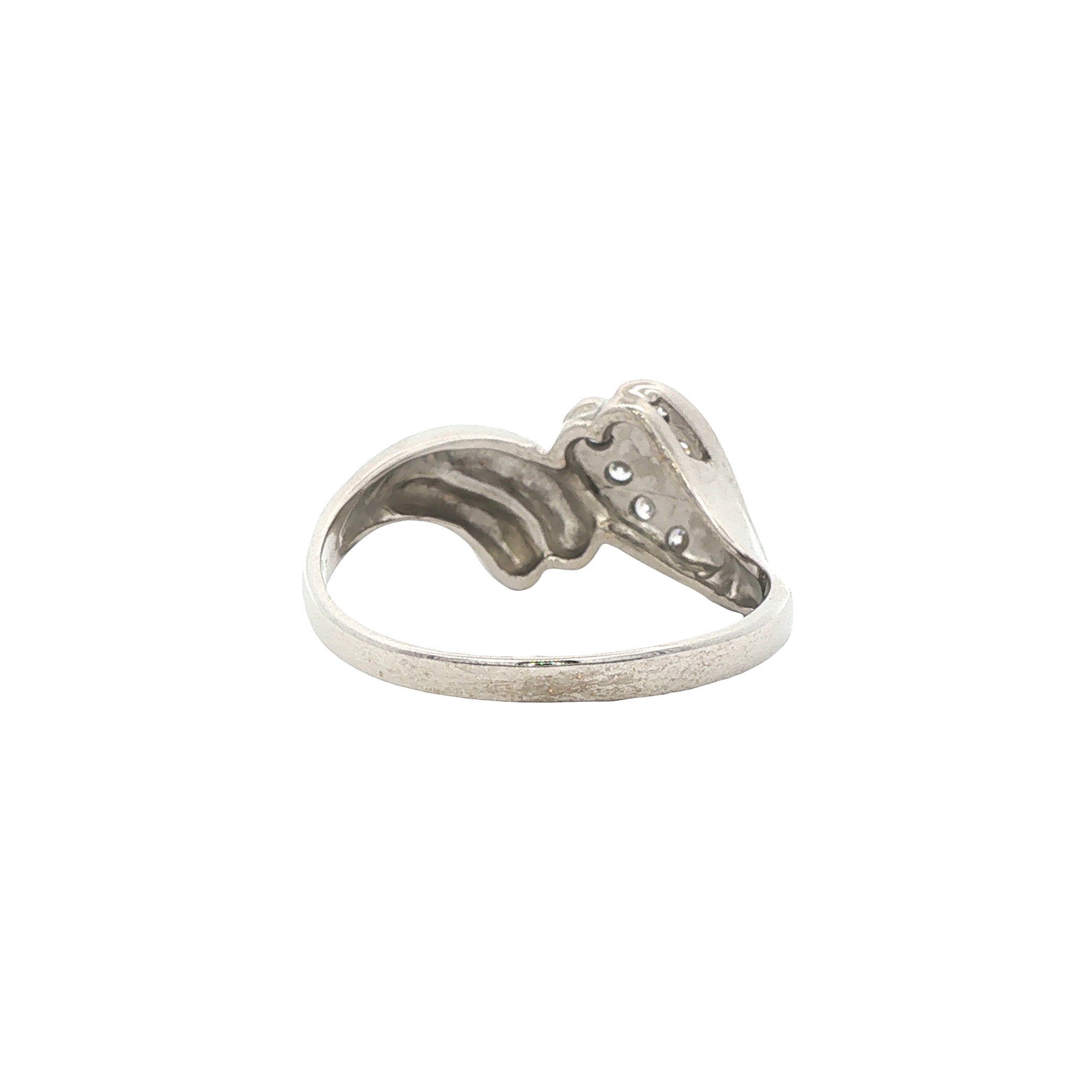 Vintage white gold signet ring with diamond, 14 kt