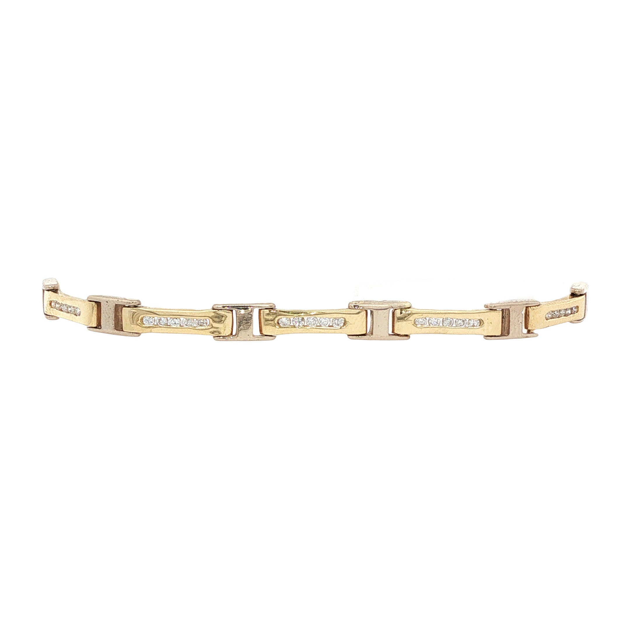 Bicolour gouden vintage armband met diamant 18 kt