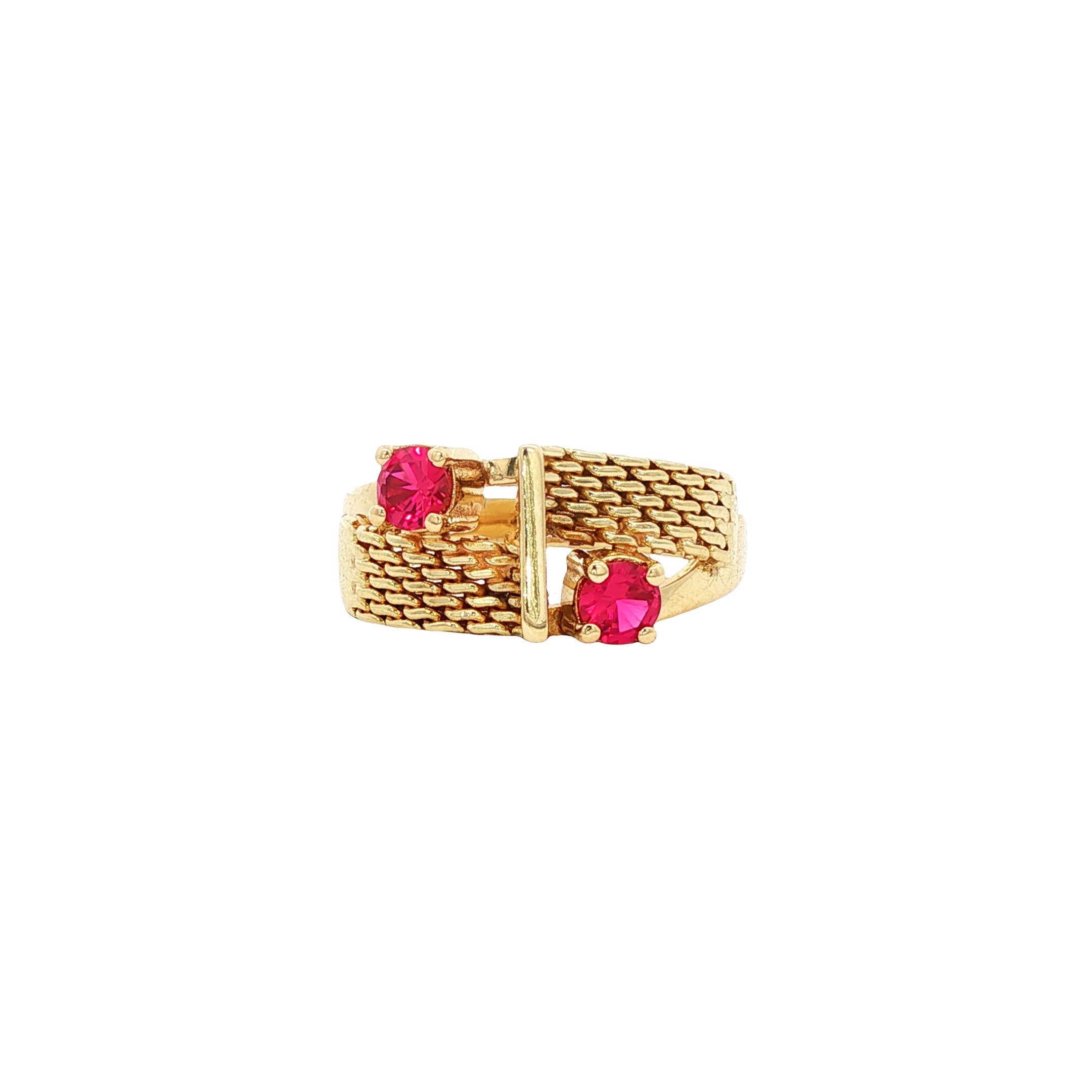 Gouden vintage ring met robijn 14 kt