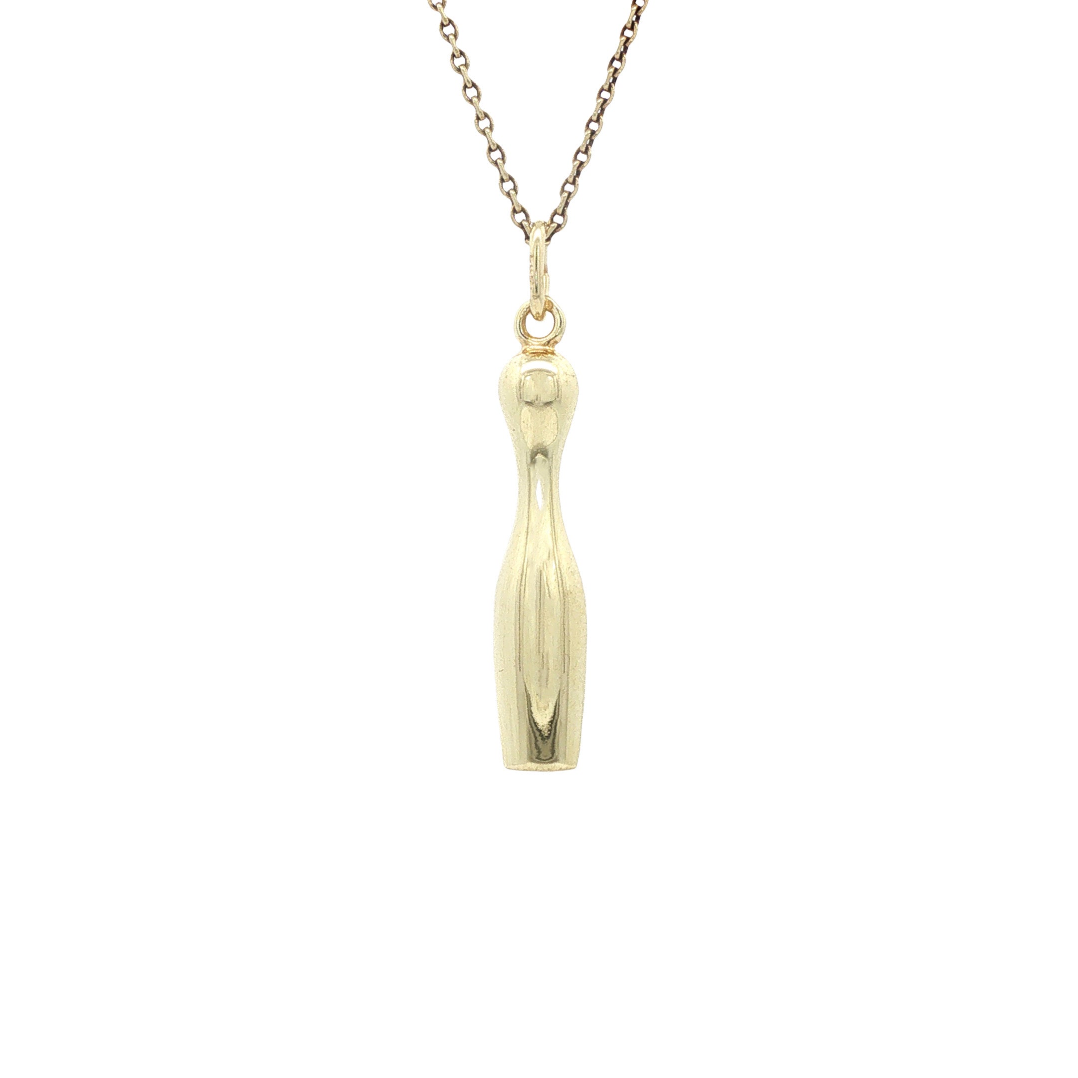14 kt gold vintage bowling pin pendant