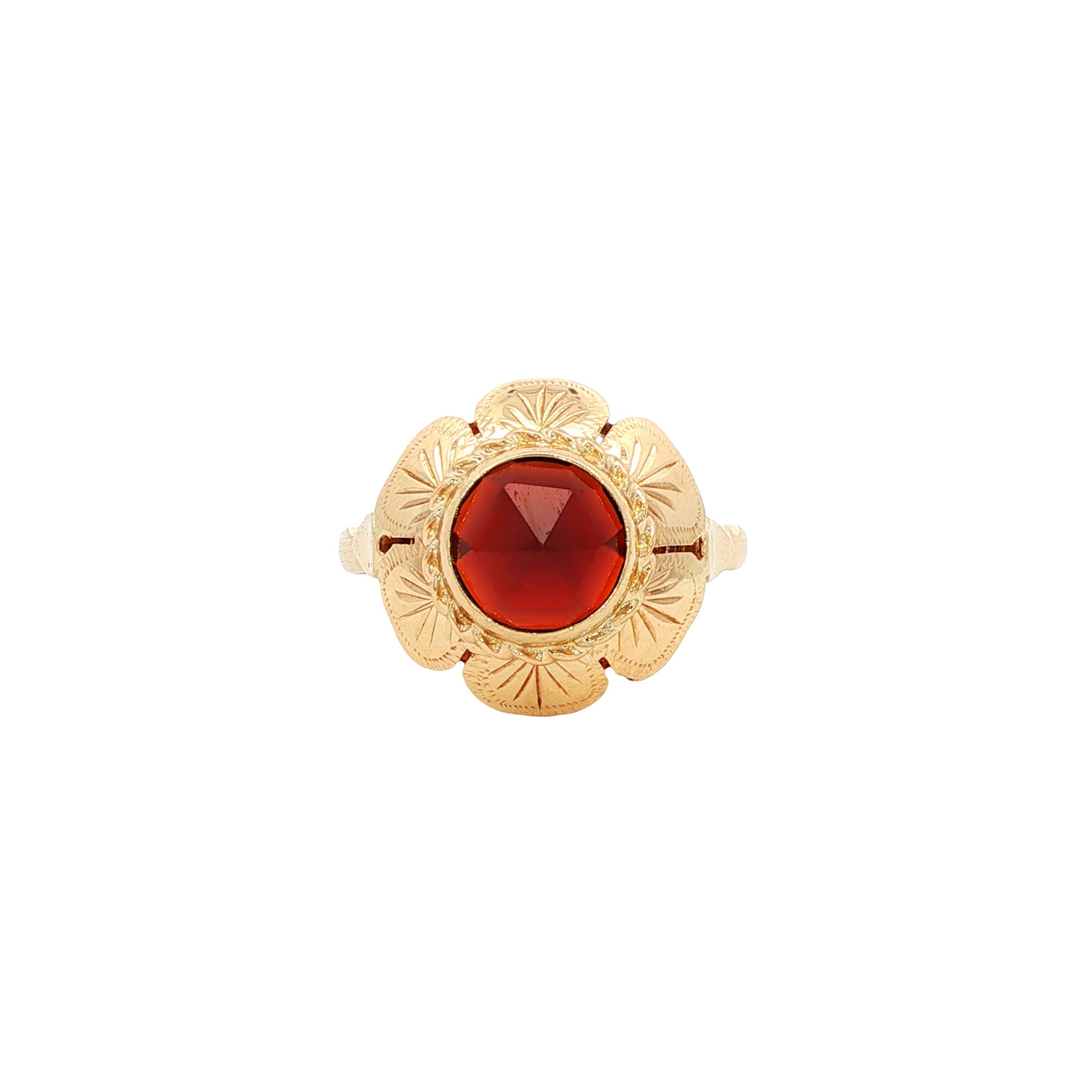 Vintage gold ring with garnet, 14 kt