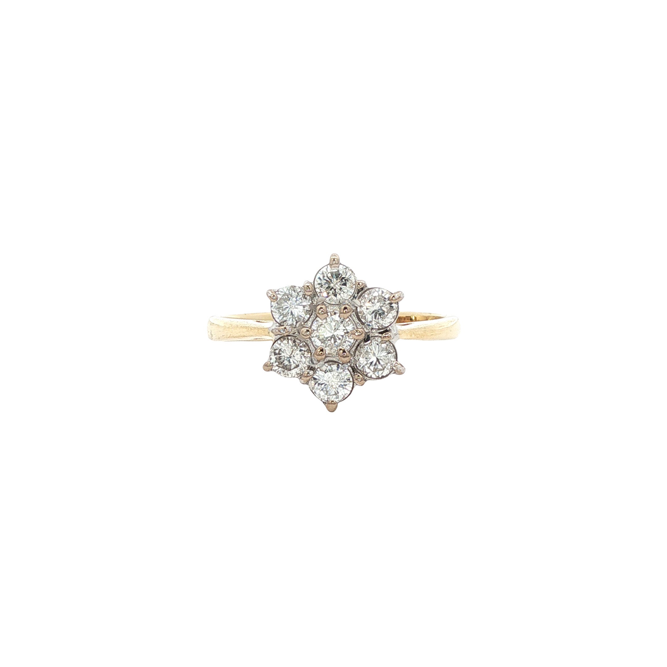 Gouden vintage entourage ring met diamant 18 kt