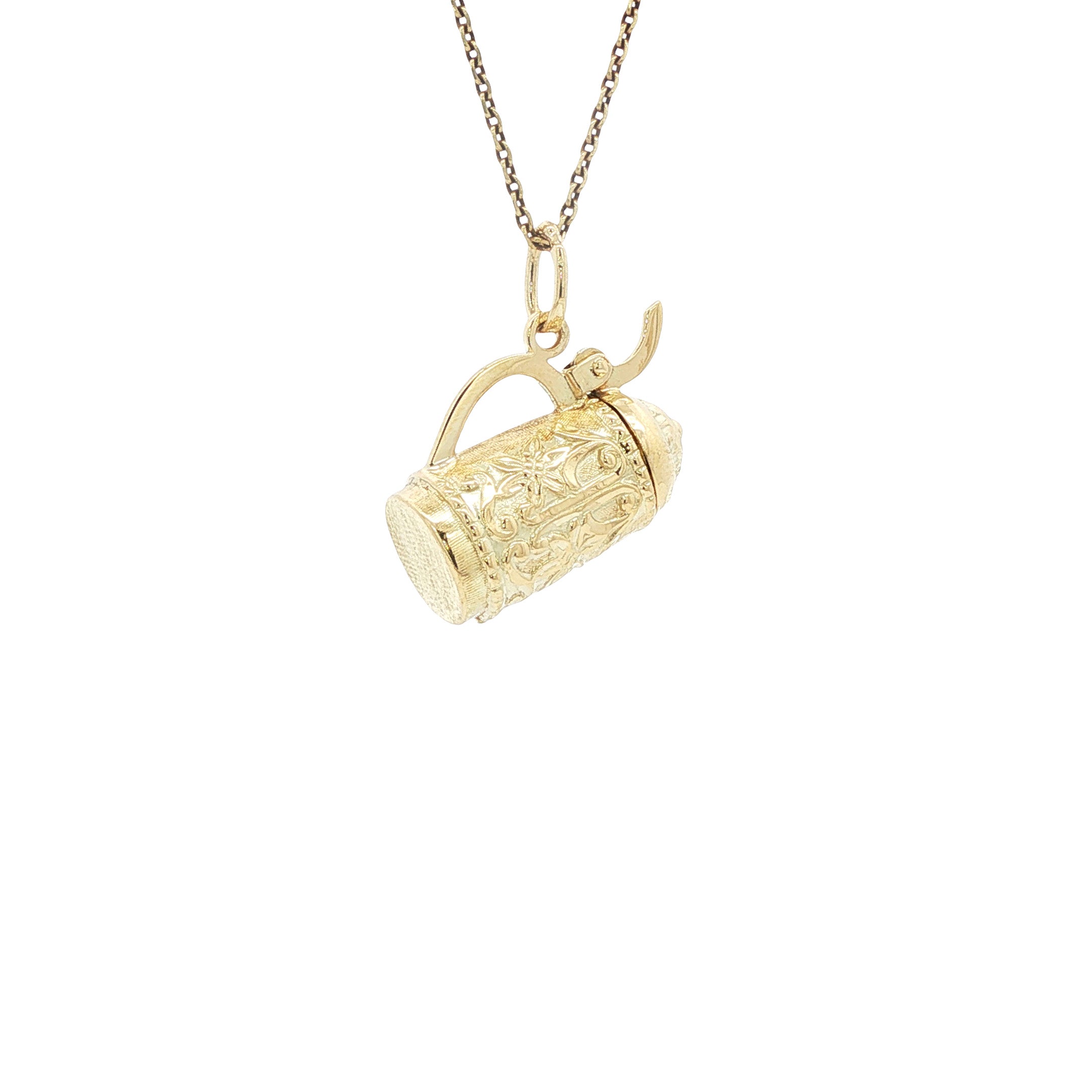 Gouden vintage Beierse bierpul hanger 14 kt