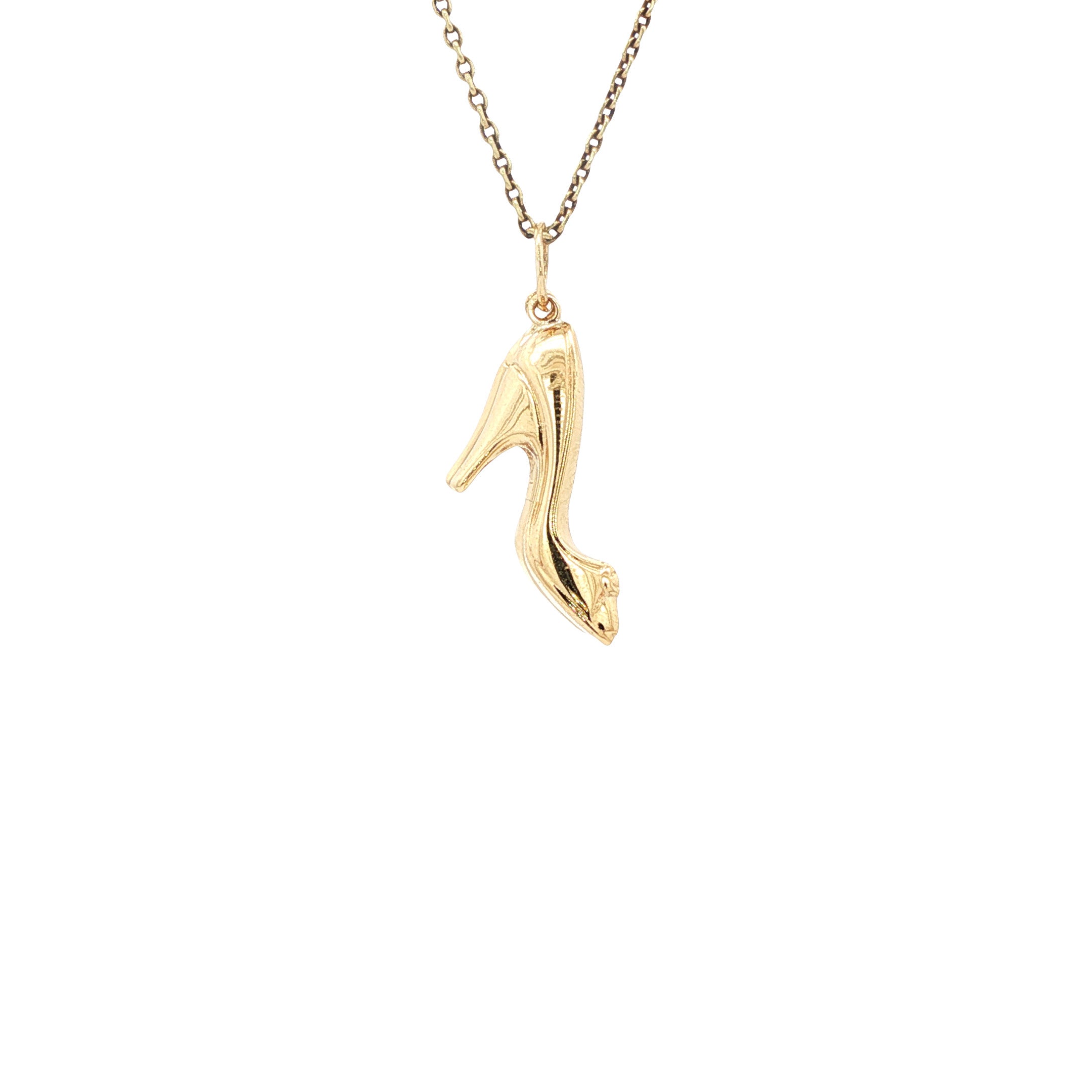 Gouden vintage hakken hanger 14 kt