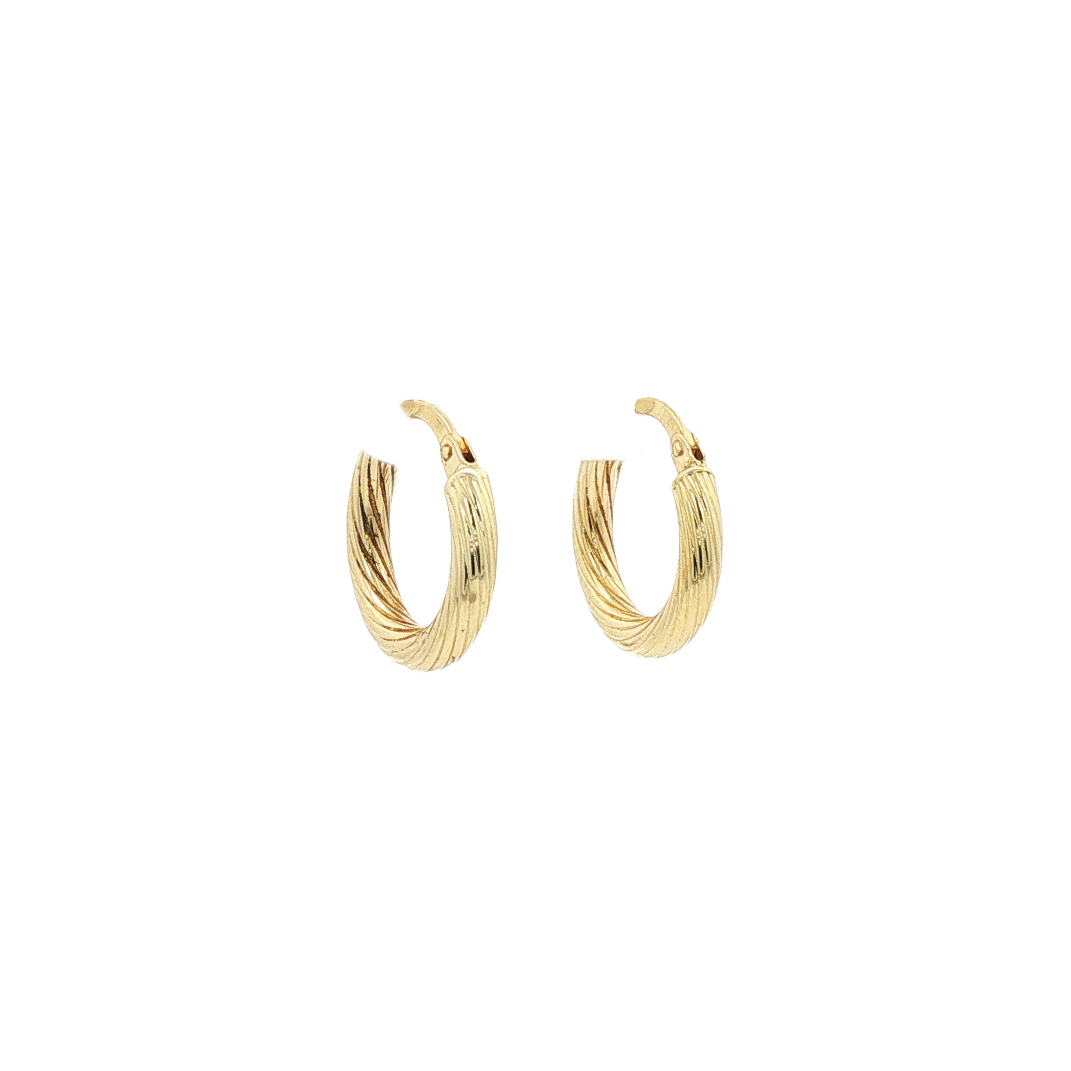 14 kt gold vintage fanciful hoop earrings