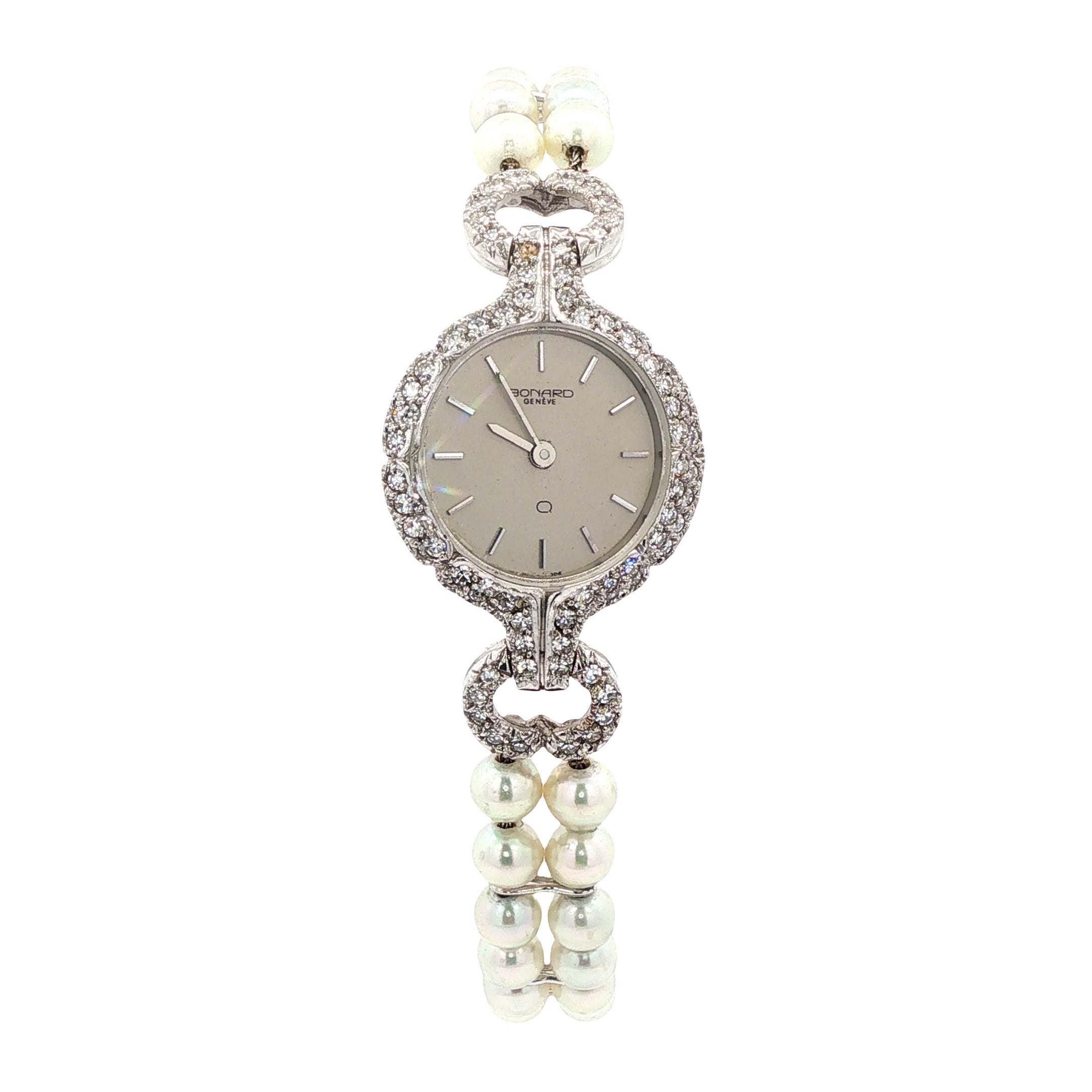 Vintage Bernard Genève white gold watch 18 kt